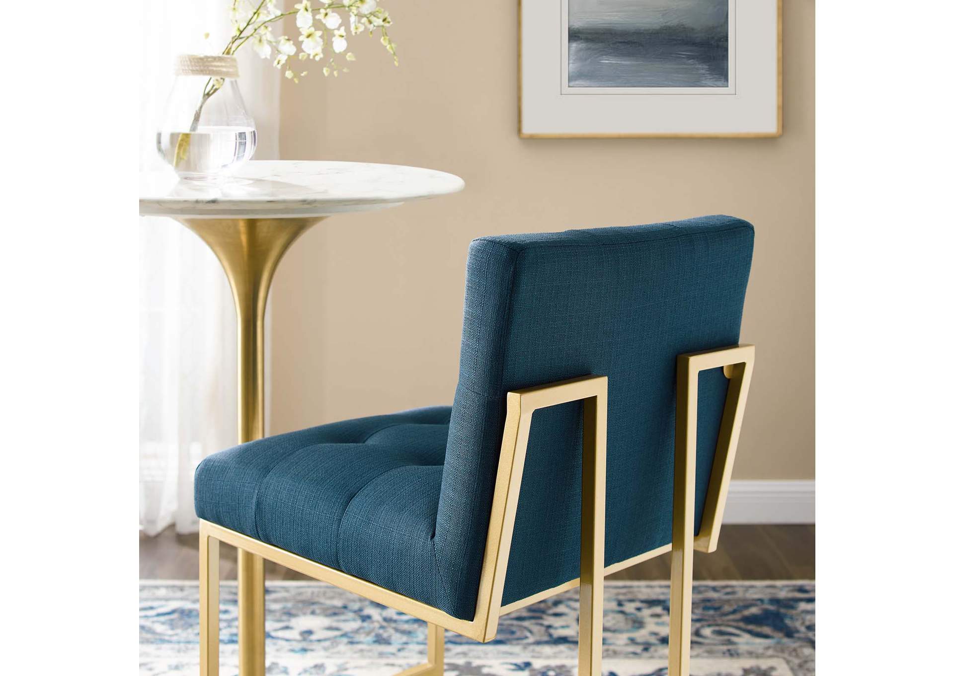 Gold Azure Privy Gold Stainless Steel Upholstered Fabric Bar Stool,Modway