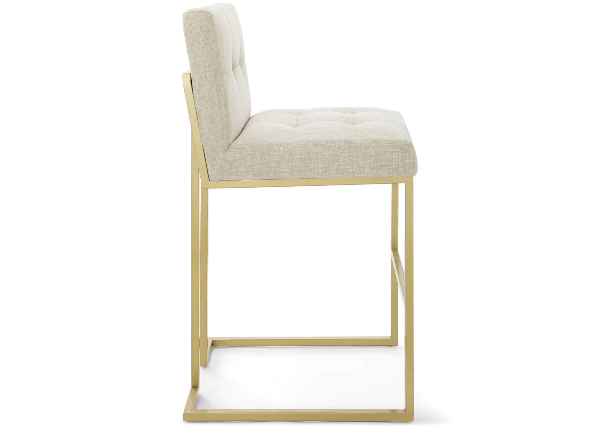 Gold Beige Privy Gold Stainless Steel Upholstered Fabric Bar Stool,Modway