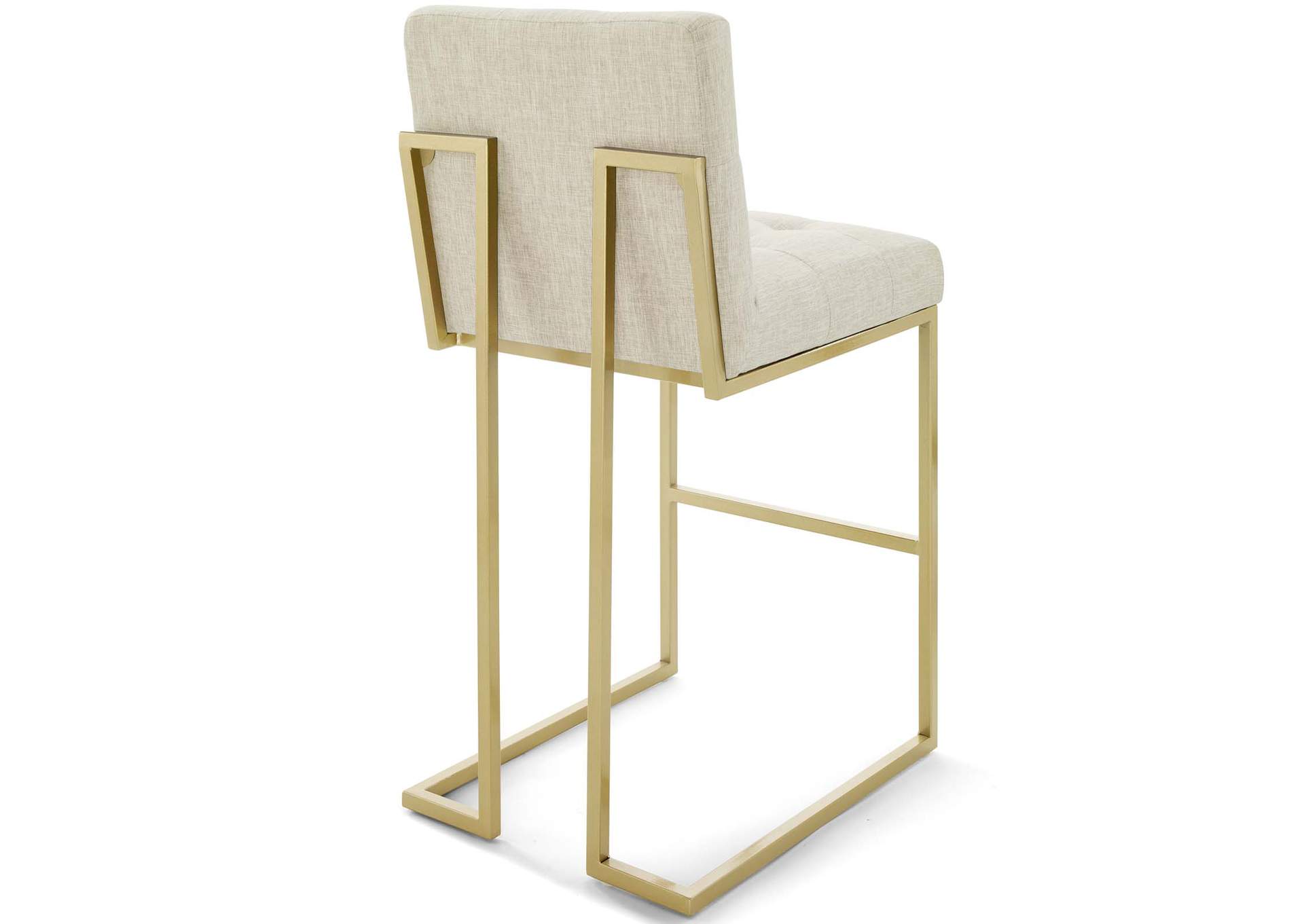 Gold Beige Privy Gold Stainless Steel Upholstered Fabric Bar Stool,Modway