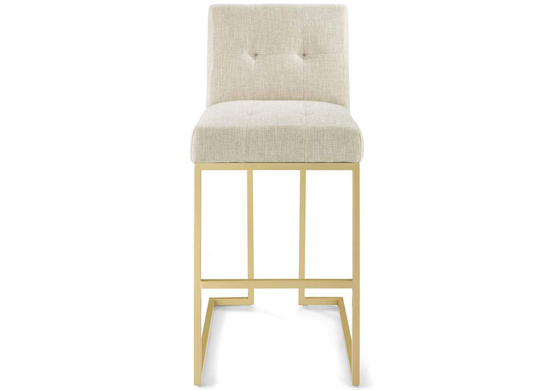 Gold Beige Privy Gold Stainless Steel Upholstered Fabric Bar Stool,Modway