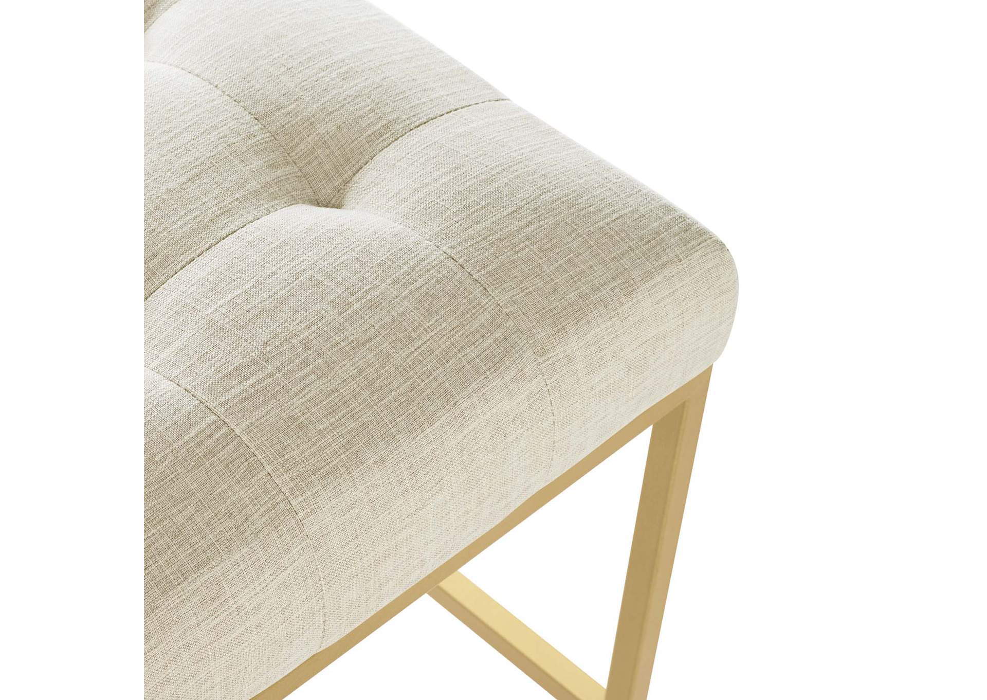 Gold Beige Privy Gold Stainless Steel Upholstered Fabric Bar Stool,Modway