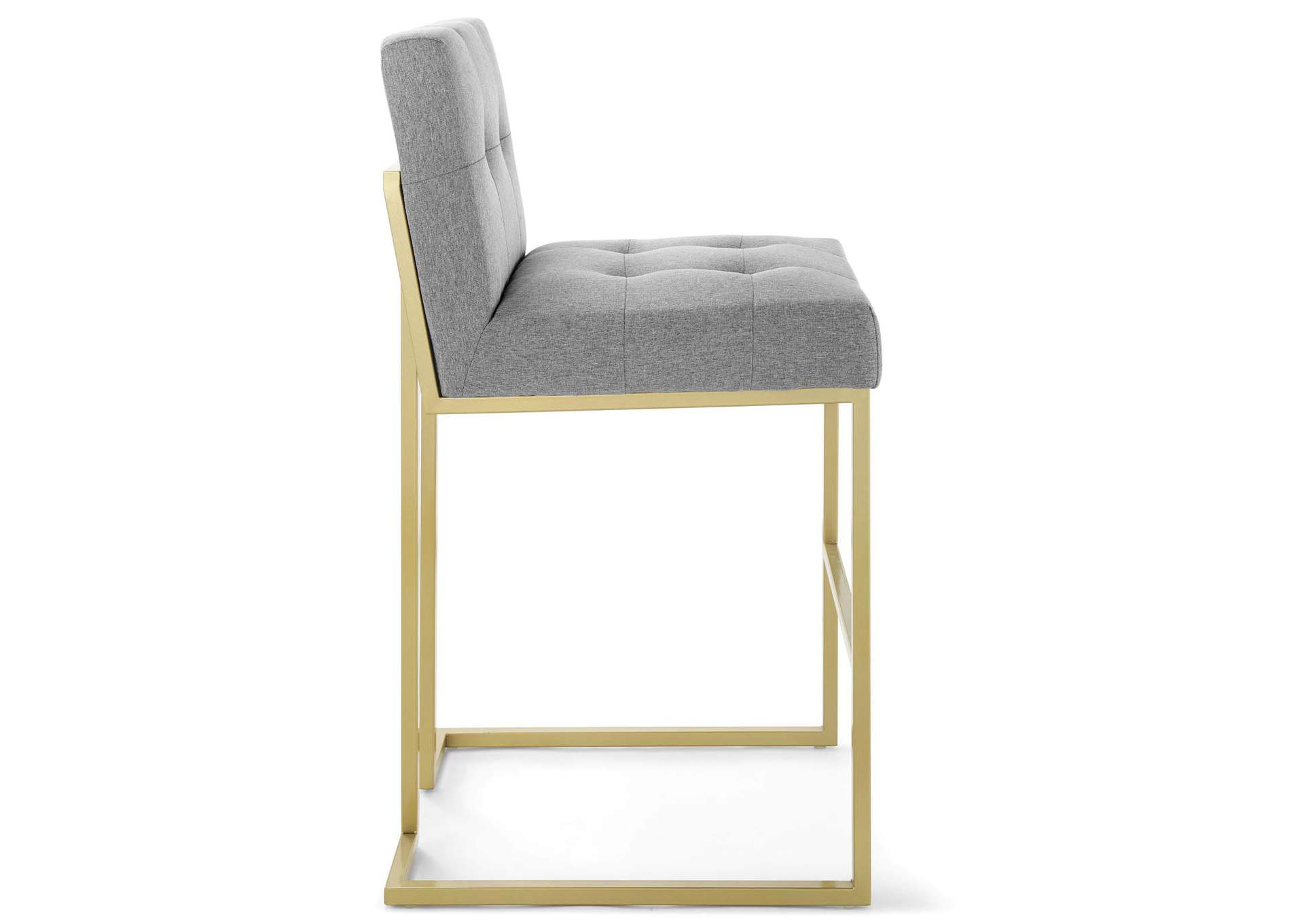 Gold Light Gray Privy Gold Stainless Steel Upholstered Fabric Bar Stool,Modway