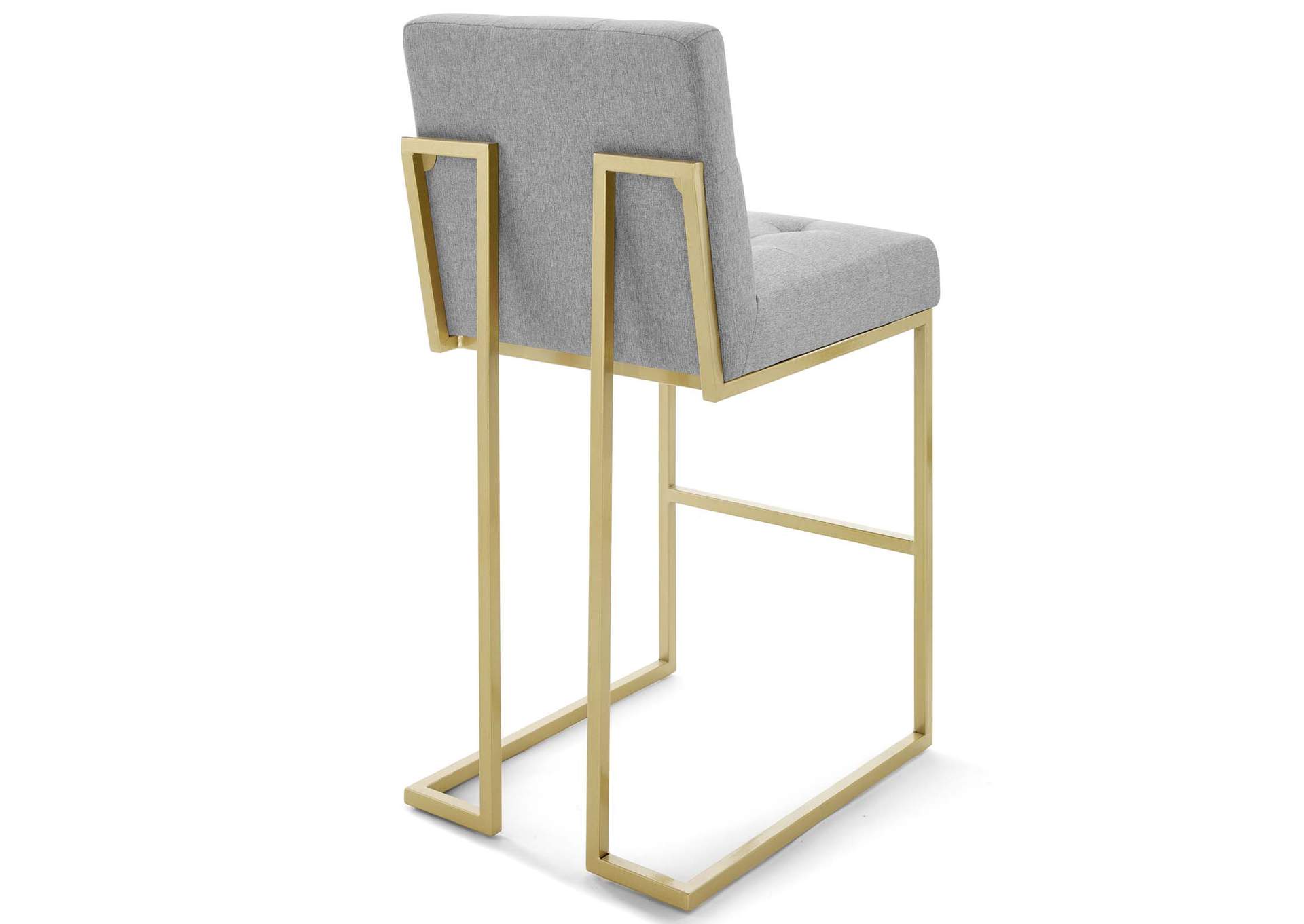 Gold Light Gray Privy Gold Stainless Steel Upholstered Fabric Bar Stool,Modway