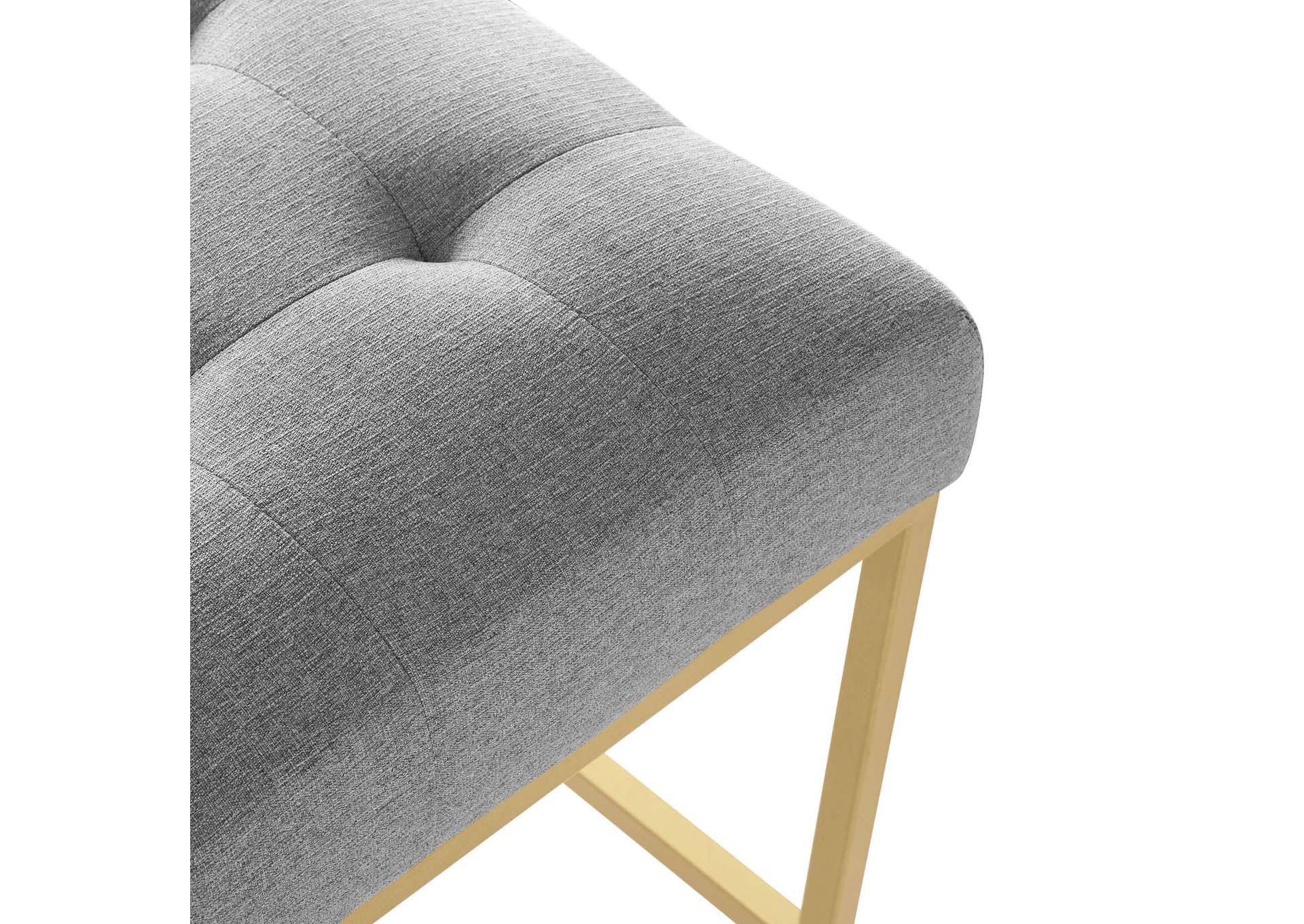 Gold Light Gray Privy Gold Stainless Steel Upholstered Fabric Bar Stool,Modway