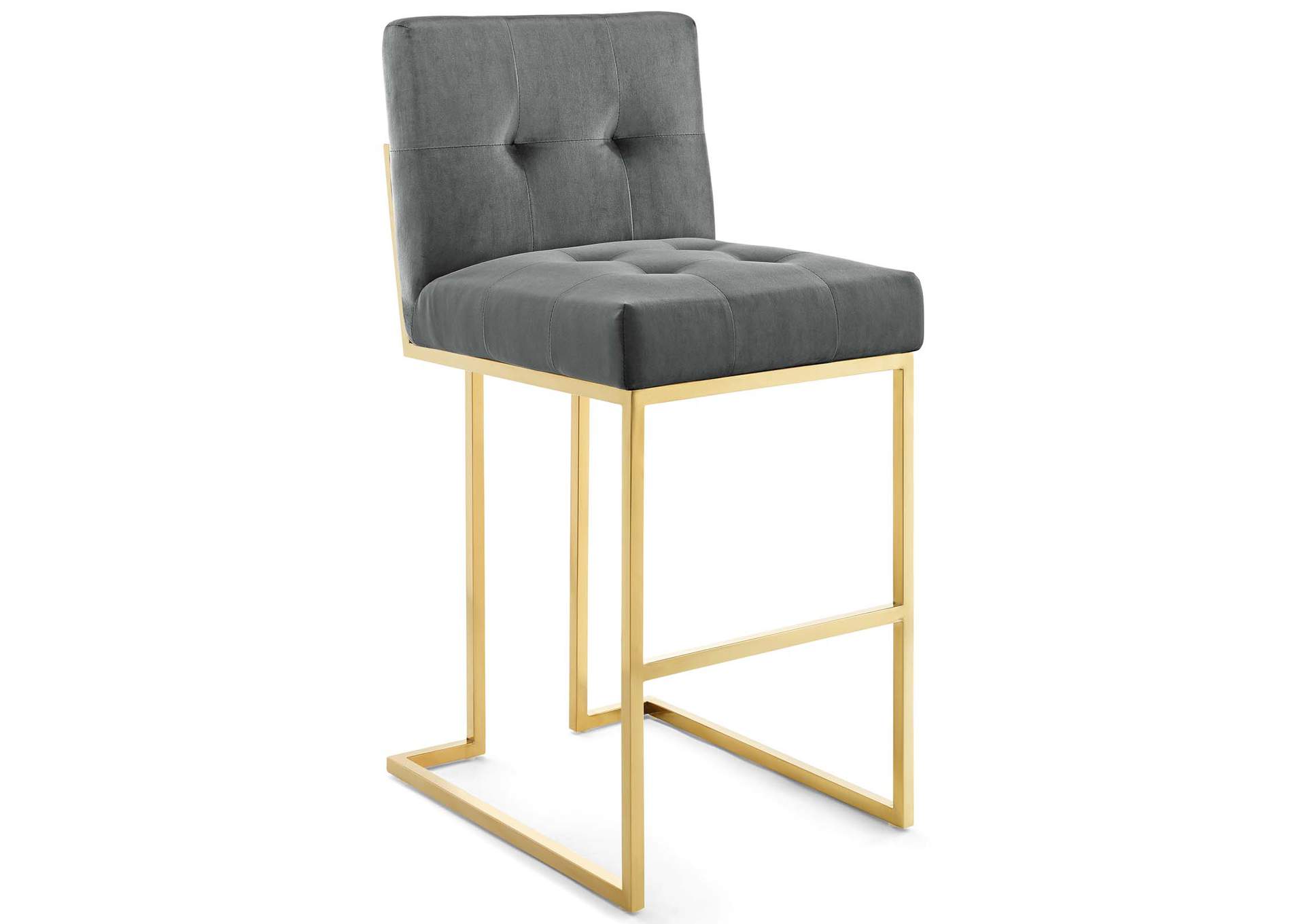 Gold Charcoal Privy Gold Stainless Steel Performance Velvet Bar Stool,Modway
