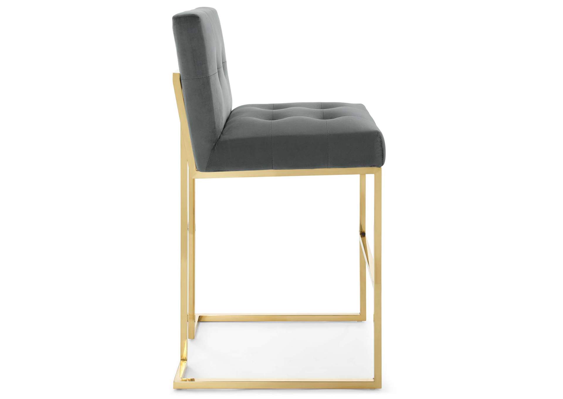 Gold Charcoal Privy Gold Stainless Steel Performance Velvet Bar Stool,Modway