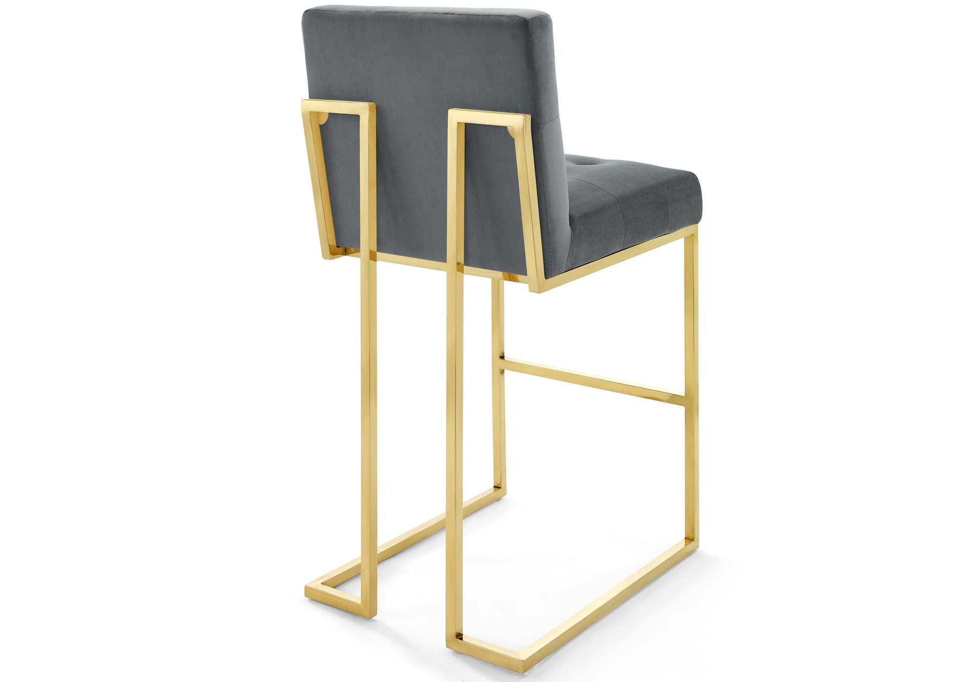 Gold Charcoal Privy Gold Stainless Steel Performance Velvet Bar Stool,Modway