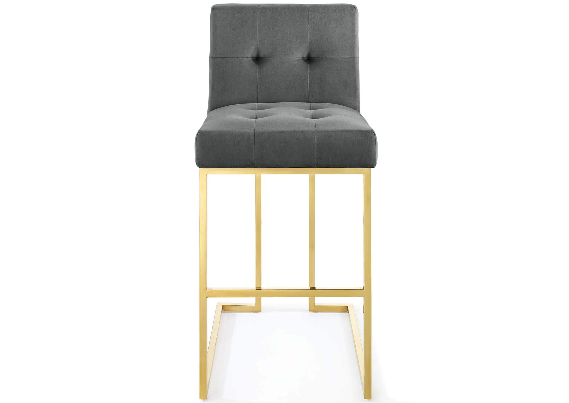 Gold Charcoal Privy Gold Stainless Steel Performance Velvet Bar Stool,Modway