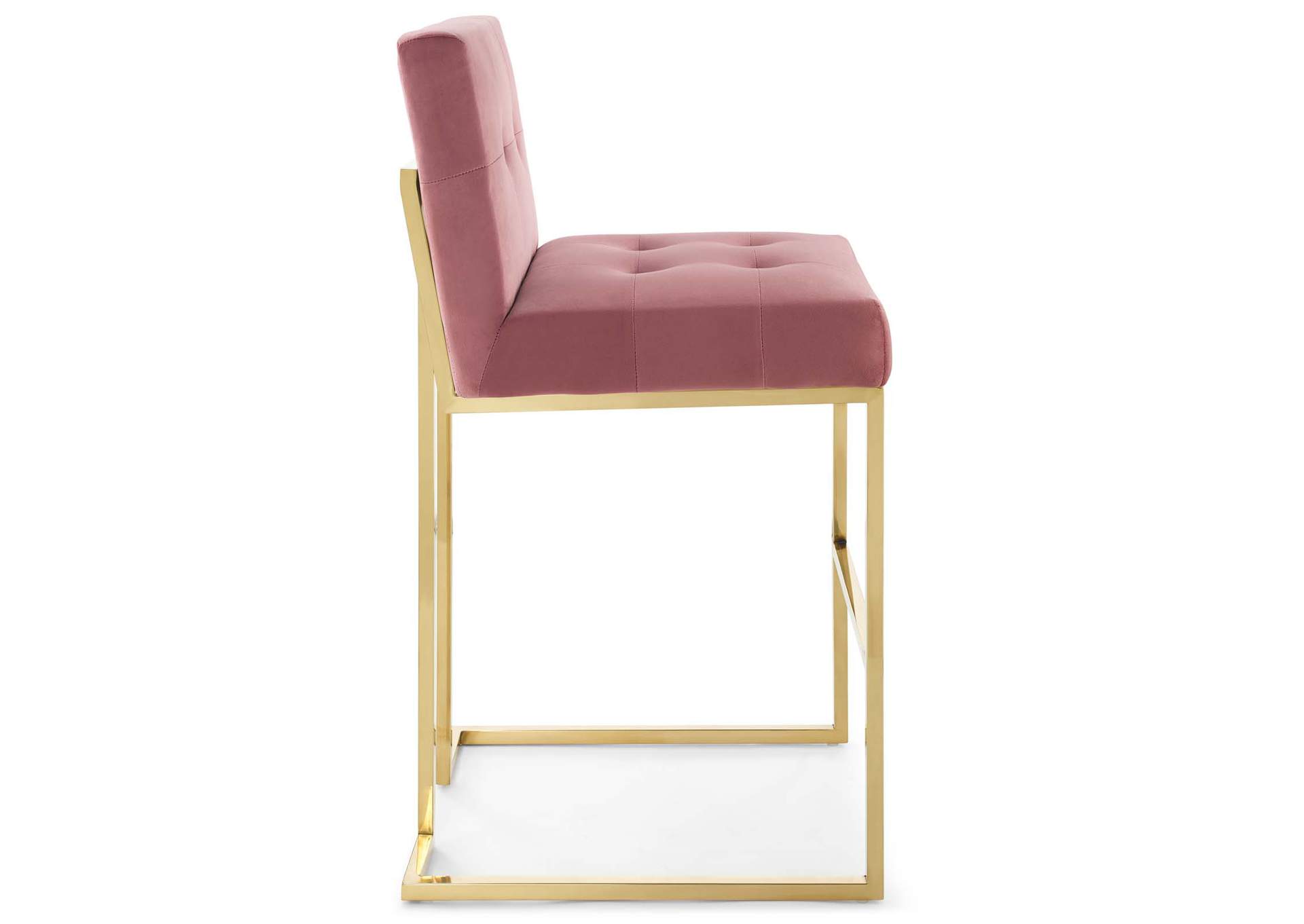 Gold Dusty Rose Privy Gold Stainless Steel Performance Velvet Bar Stool,Modway