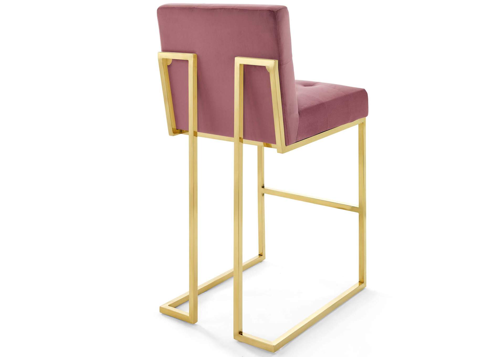Gold Dusty Rose Privy Gold Stainless Steel Performance Velvet Bar Stool,Modway