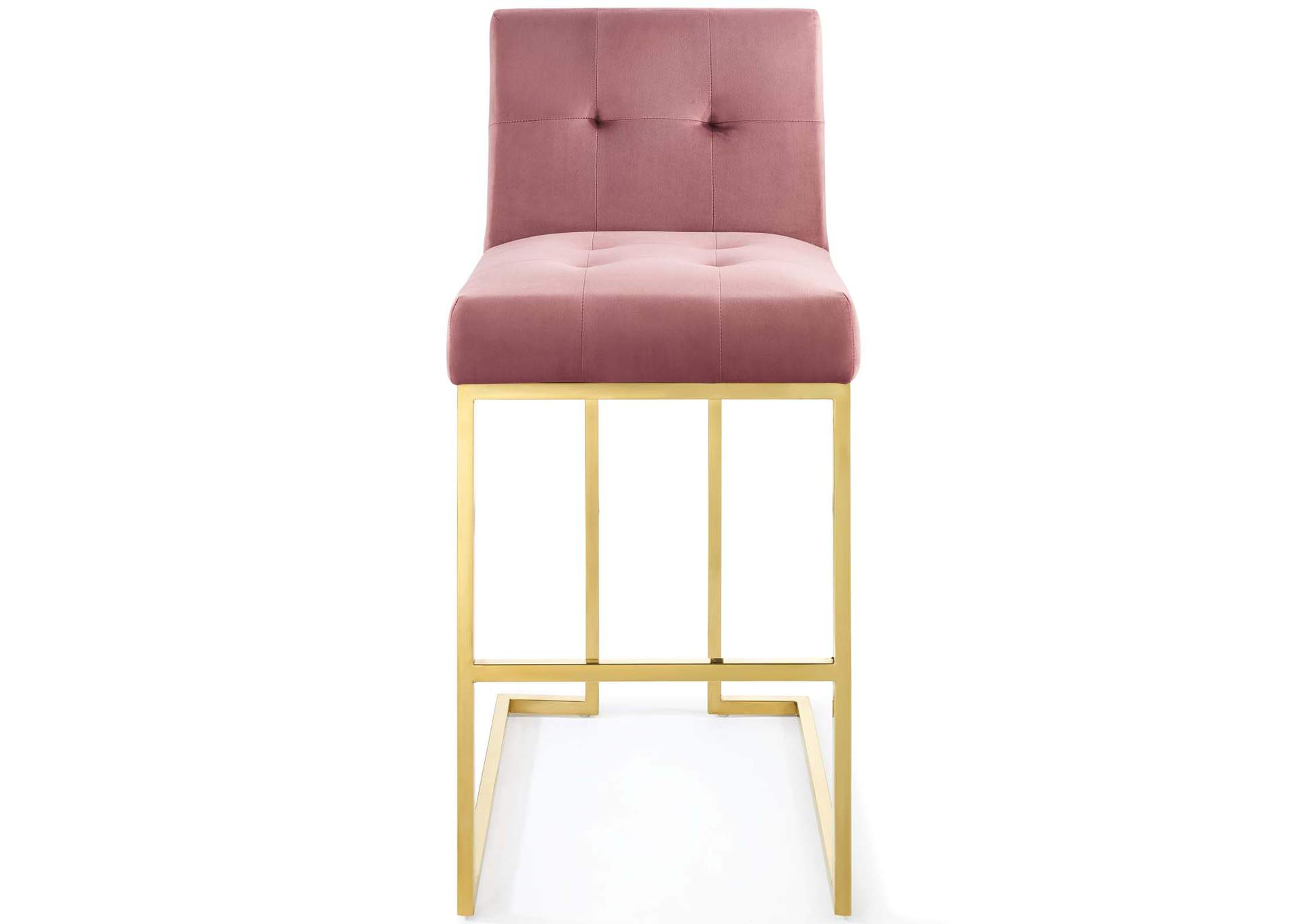 Gold Dusty Rose Privy Gold Stainless Steel Performance Velvet Bar Stool,Modway