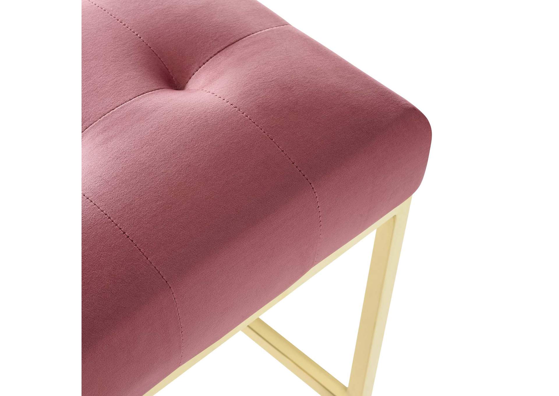 Gold Dusty Rose Privy Gold Stainless Steel Performance Velvet Bar Stool,Modway