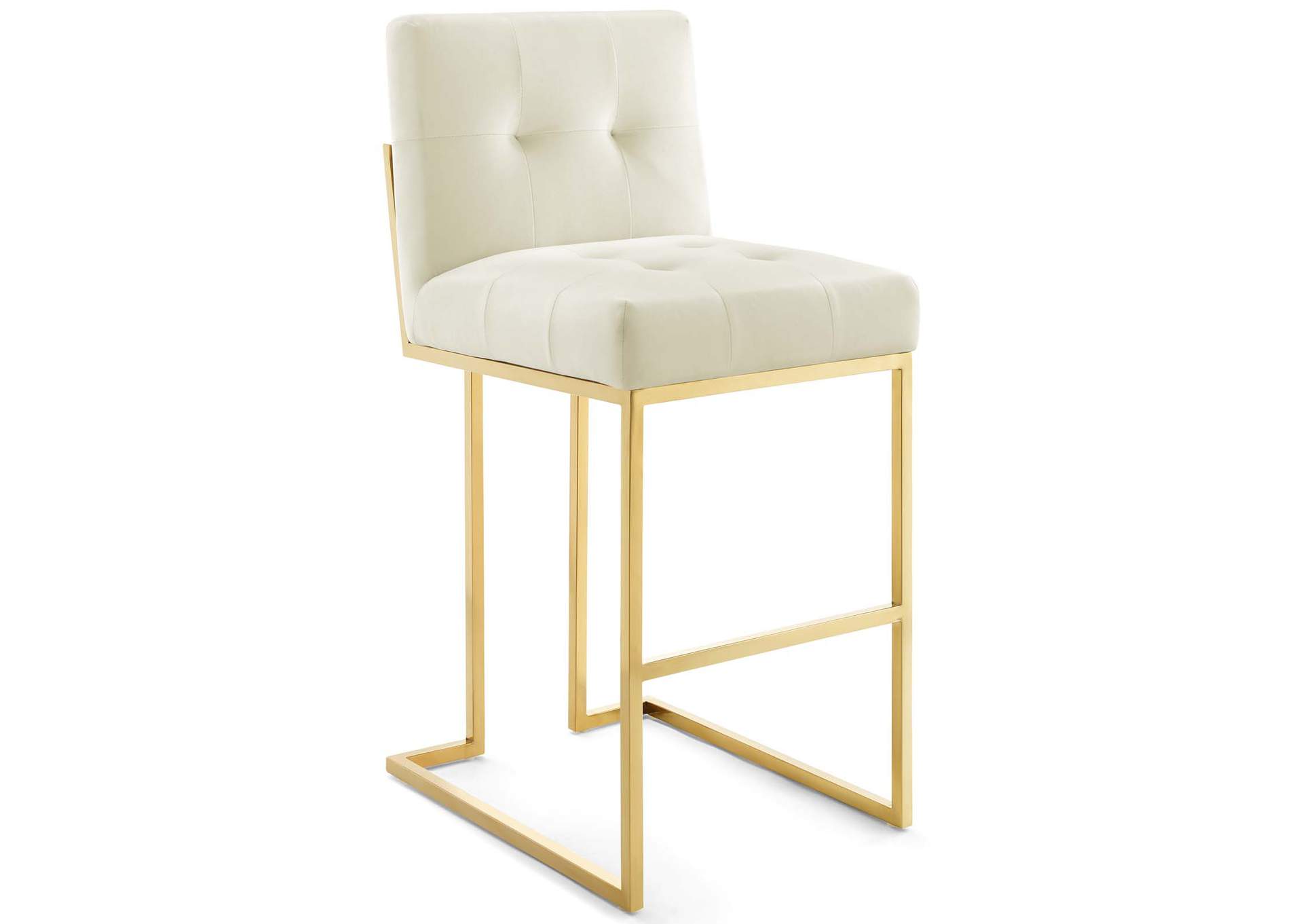 Gold Ivory Privy Gold Stainless Steel Performance Velvet Bar Stool,Modway