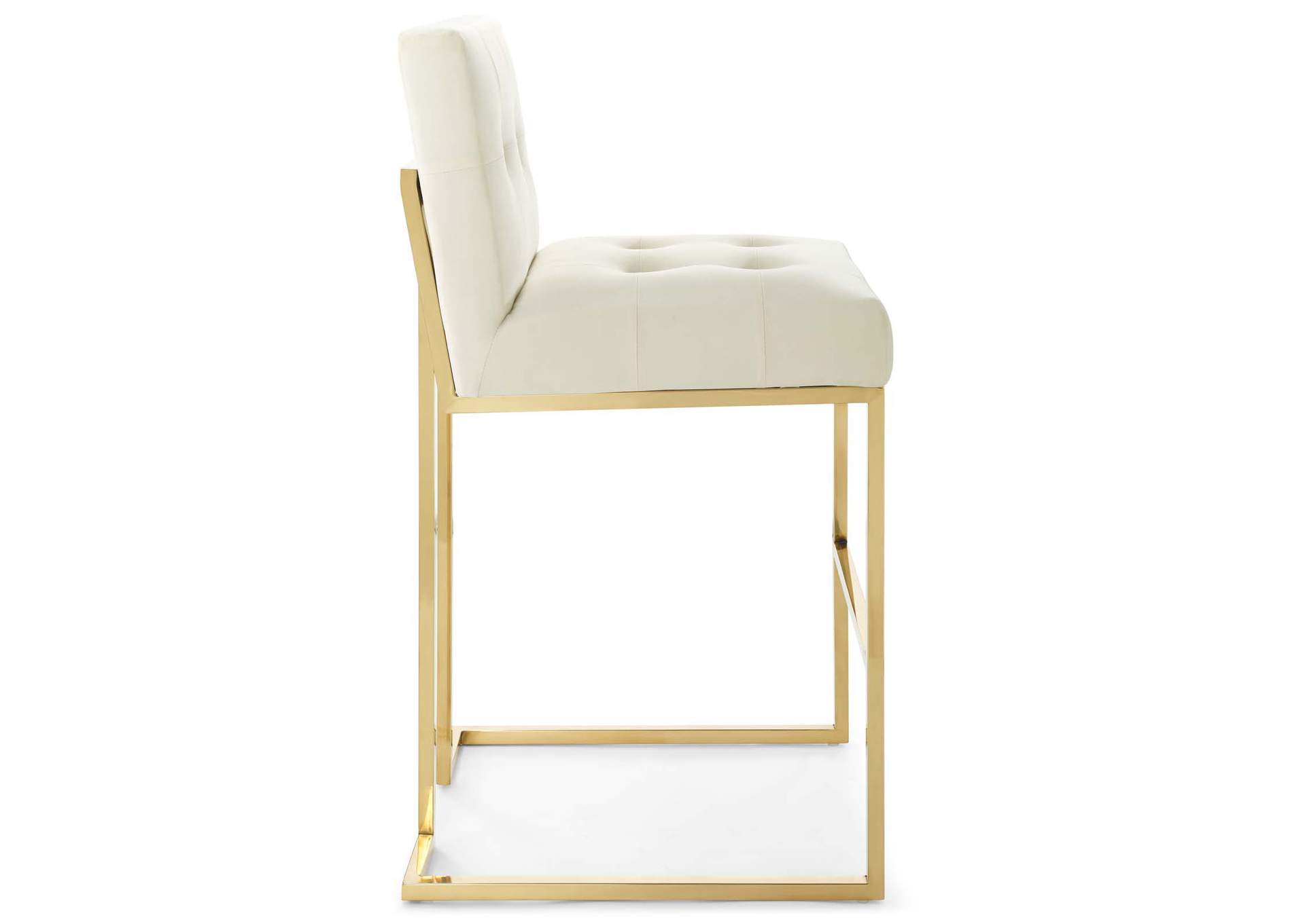 Gold Ivory Privy Gold Stainless Steel Performance Velvet Bar Stool,Modway