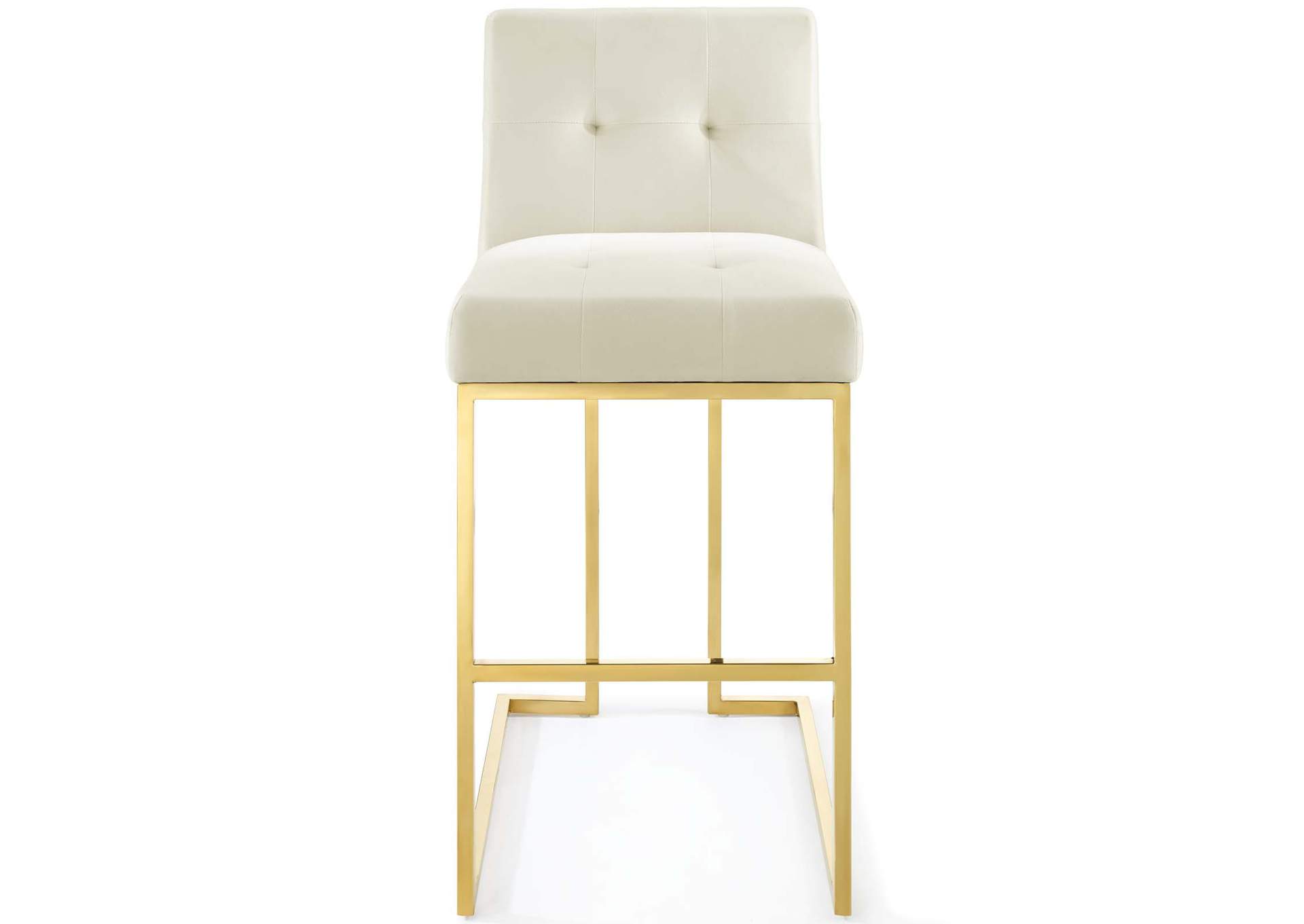 Gold Ivory Privy Gold Stainless Steel Performance Velvet Bar Stool,Modway