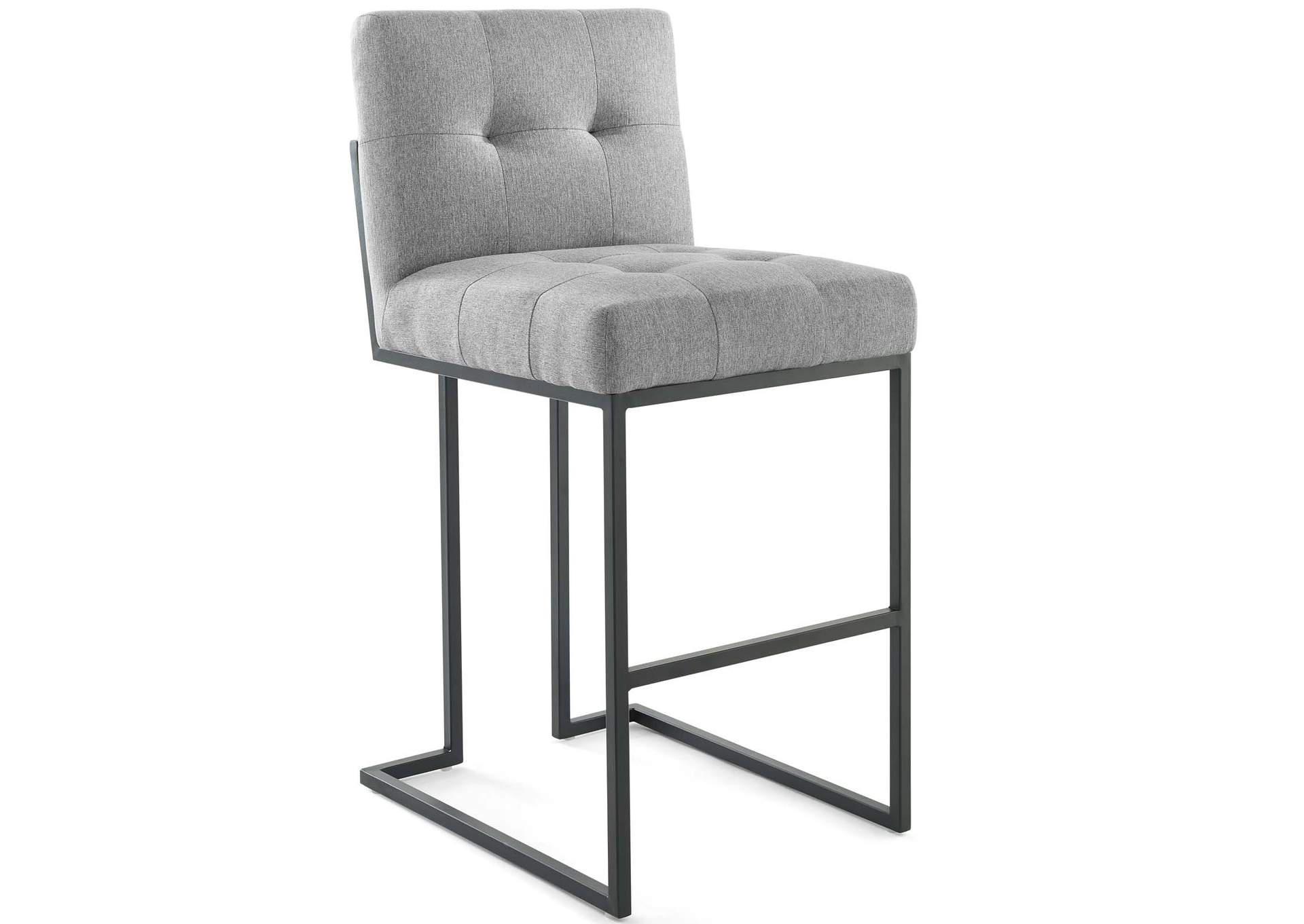 Black Light Gray Privy Black Stainless Steel Upholstered Fabric Bar Stool,Modway