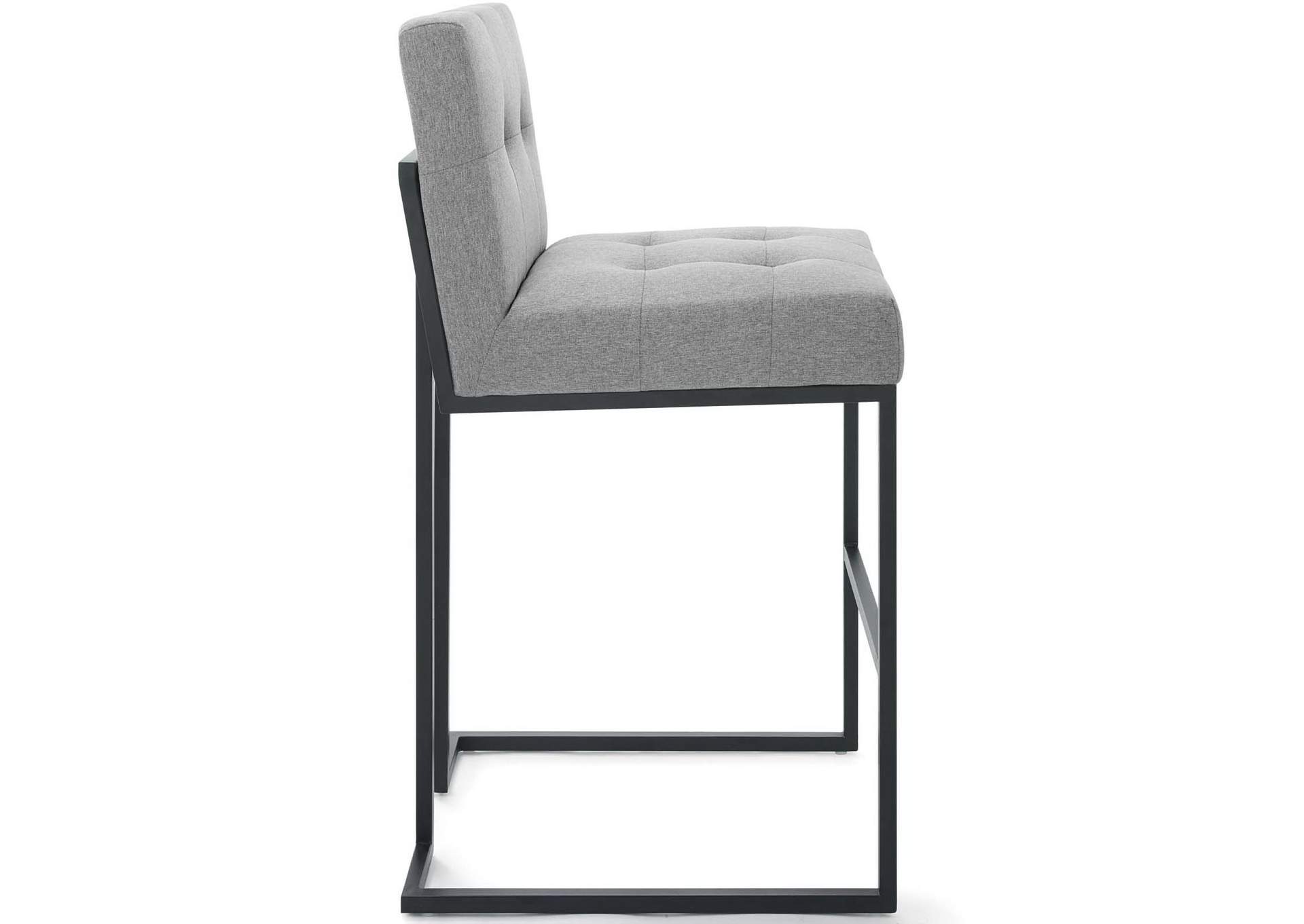 Black Light Gray Privy Black Stainless Steel Upholstered Fabric Bar Stool,Modway