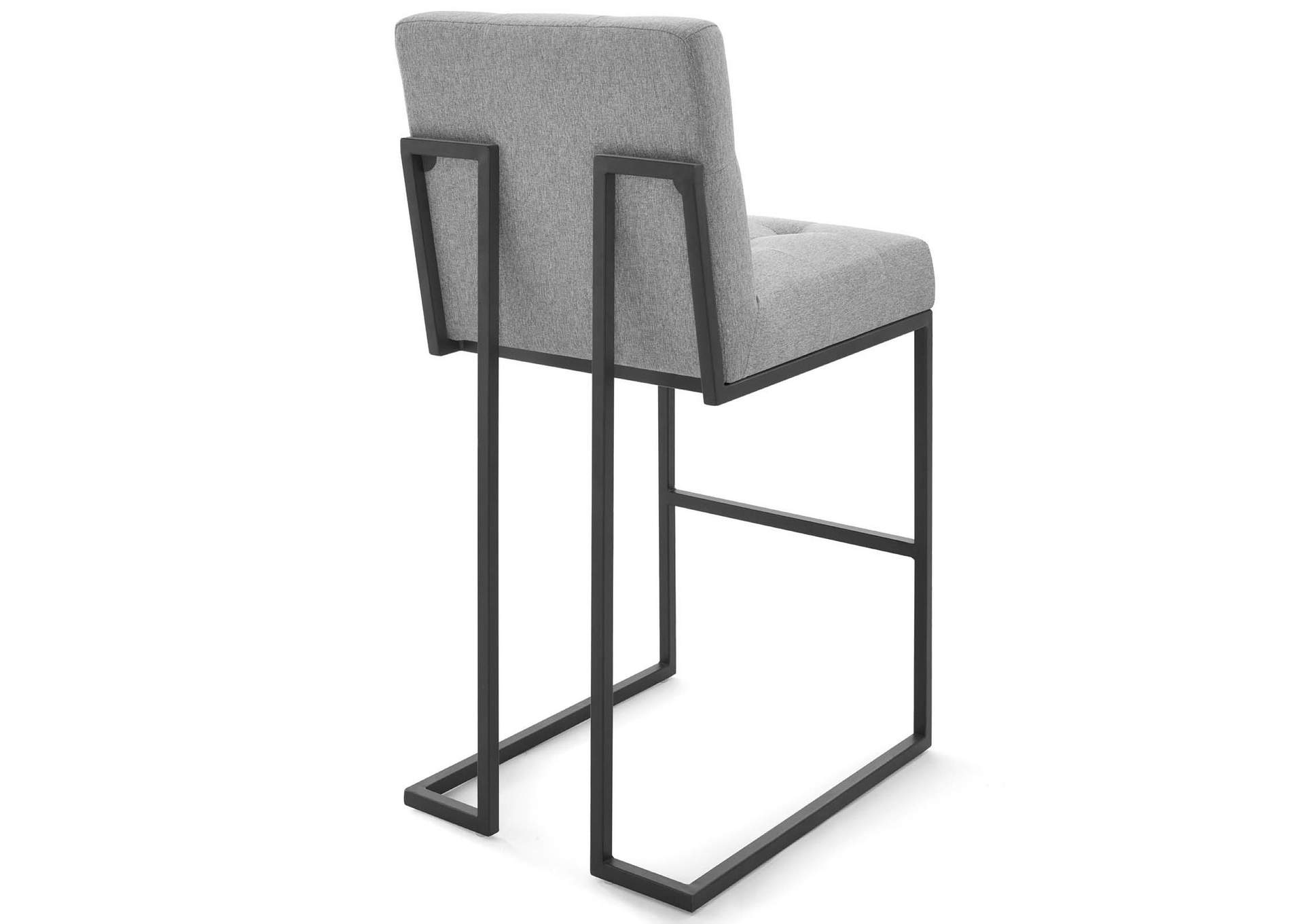 Black Light Gray Privy Black Stainless Steel Upholstered Fabric Bar Stool,Modway