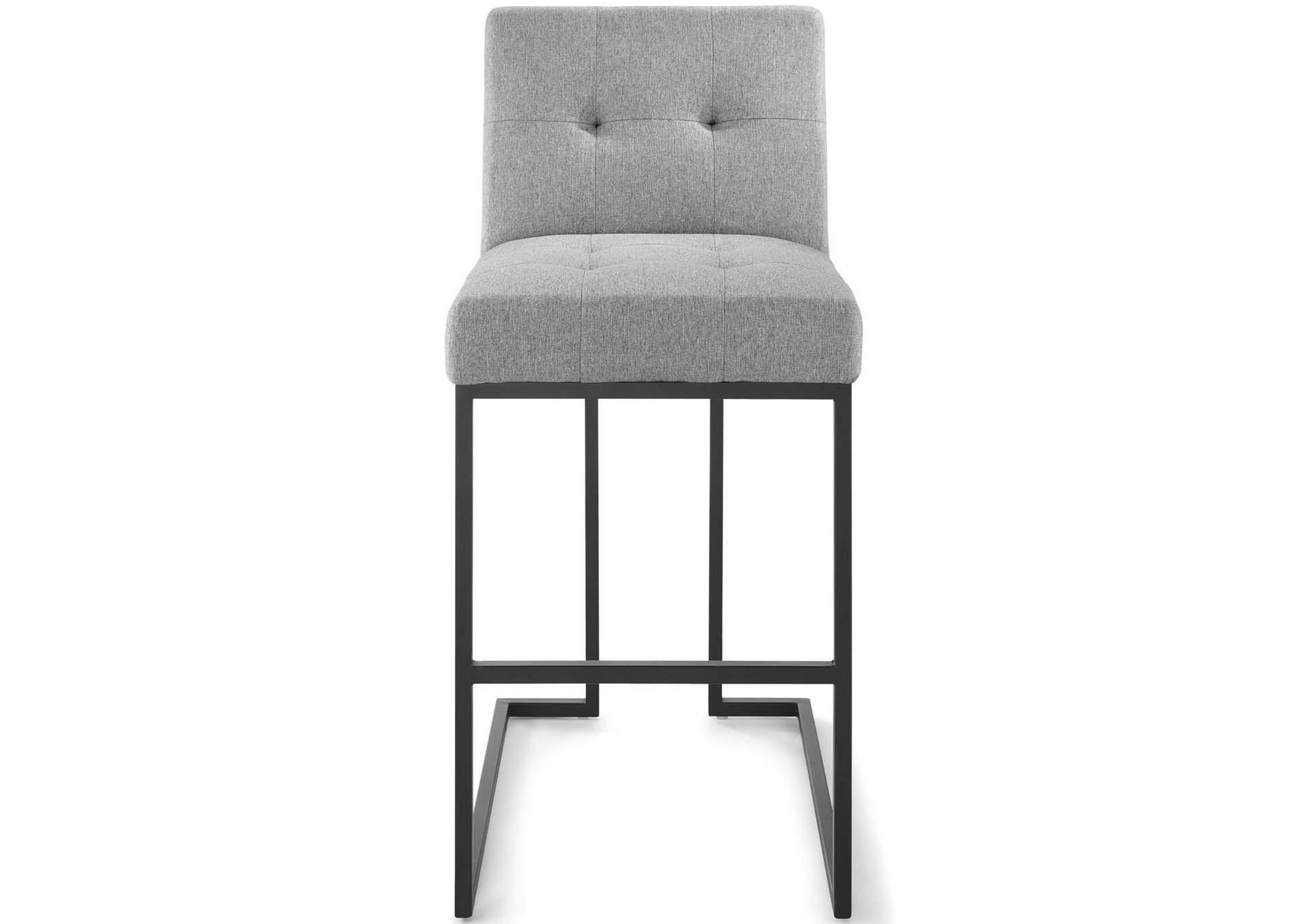 Black Light Gray Privy Black Stainless Steel Upholstered Fabric Bar Stool,Modway