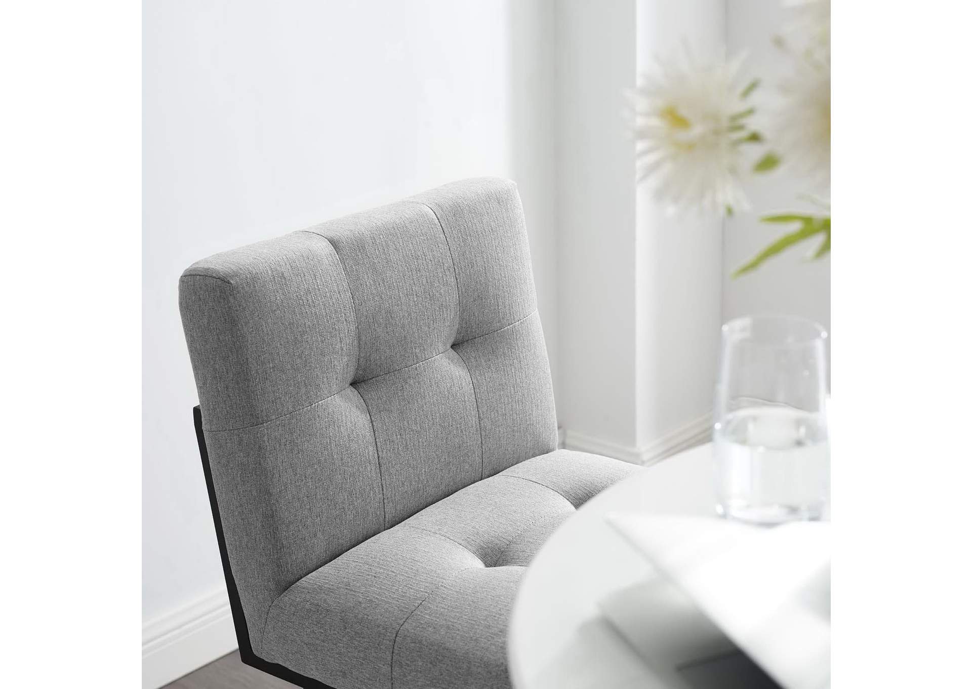 Black Light Gray Privy Black Stainless Steel Upholstered Fabric Bar Stool,Modway