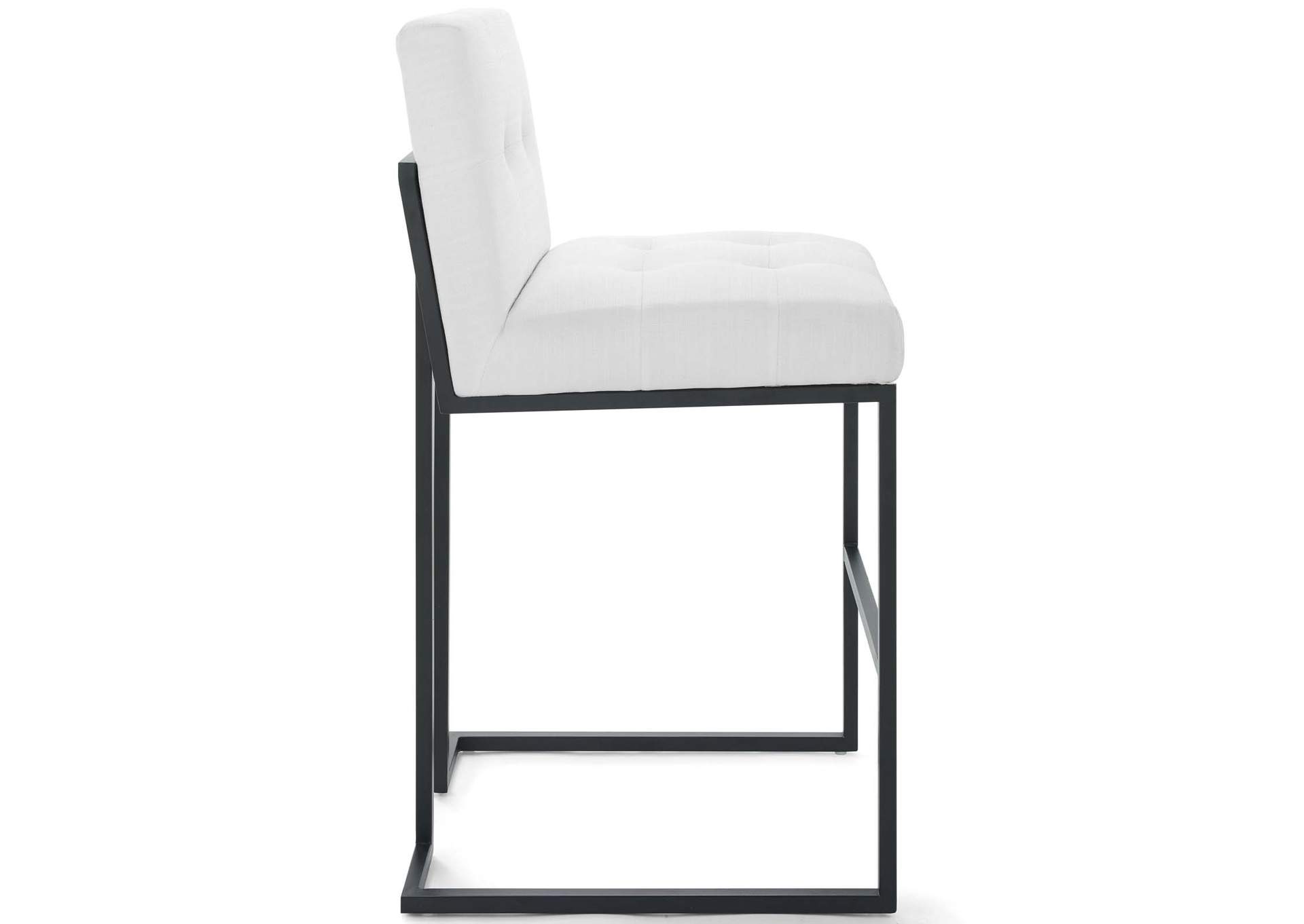 Black White Privy Black Stainless Steel Upholstered Fabric Bar Stool,Modway