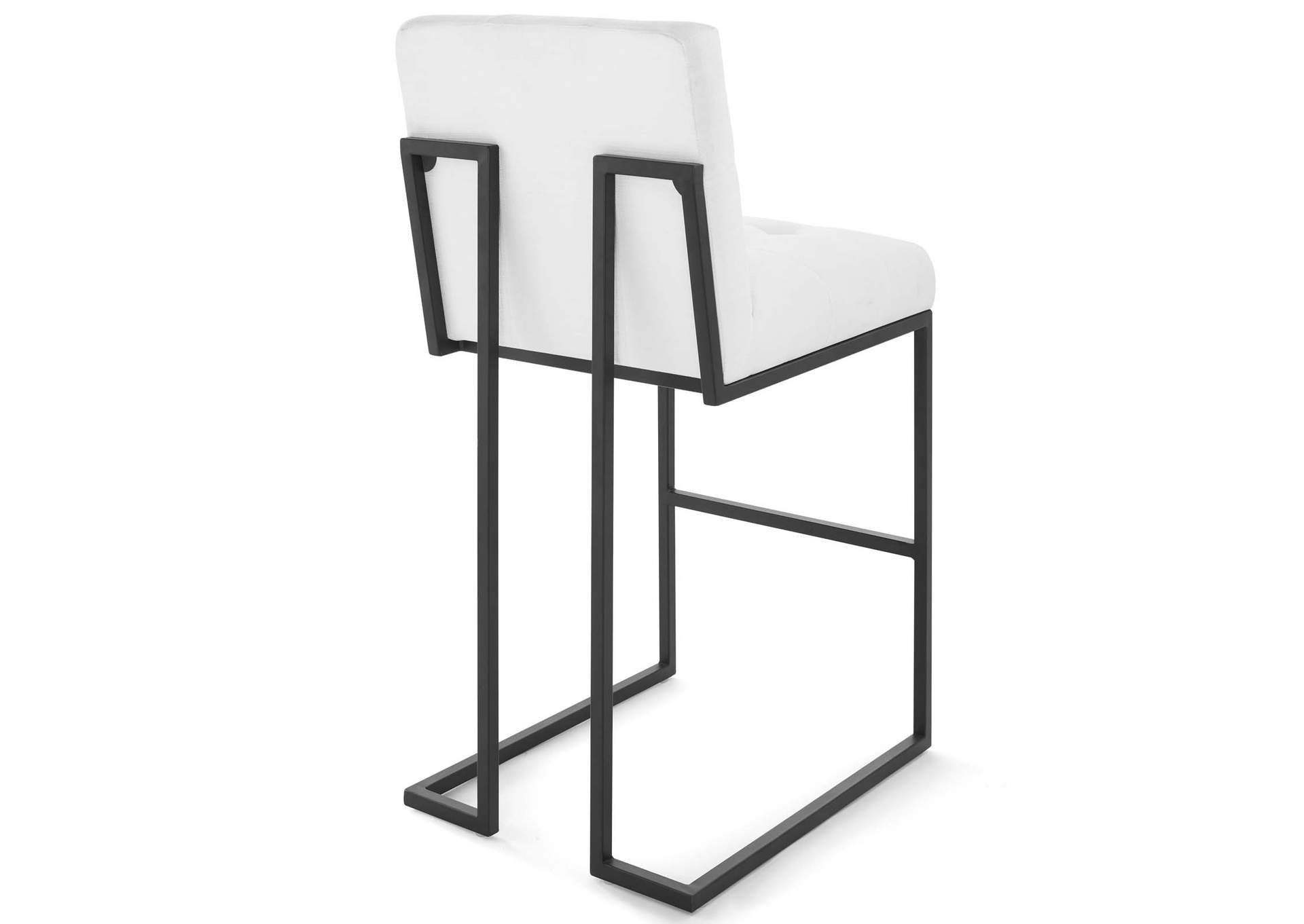 Black White Privy Black Stainless Steel Upholstered Fabric Bar Stool,Modway
