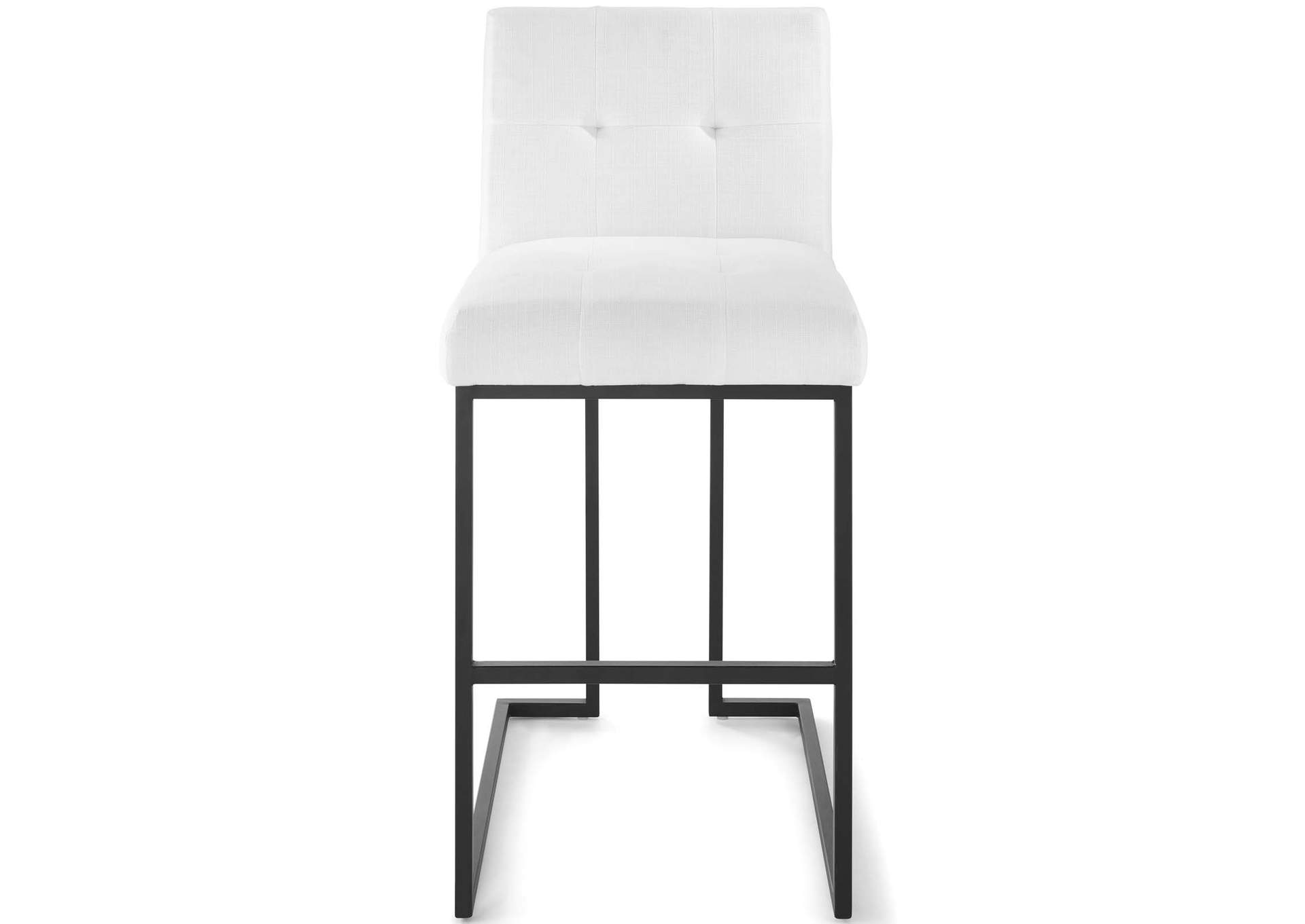 Black White Privy Black Stainless Steel Upholstered Fabric Bar Stool,Modway