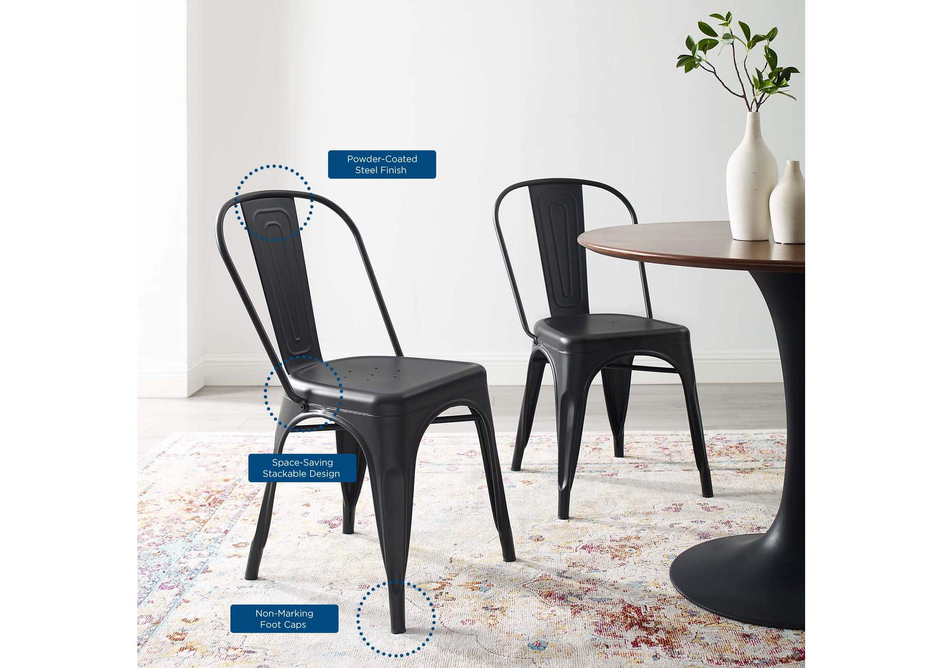 Black Promenade Bistro Dining Side Chair [Set of 2],Modway