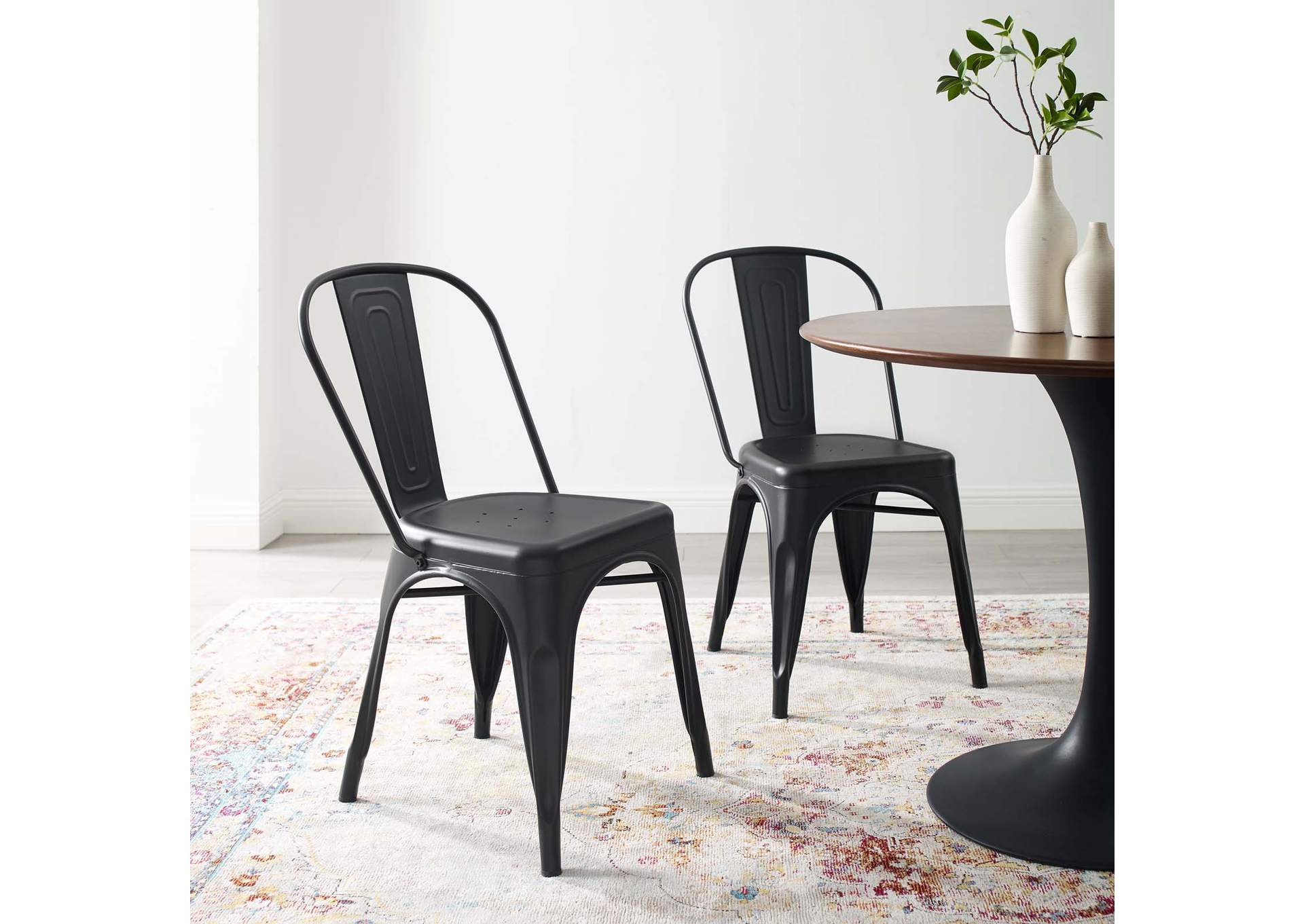 Black Promenade Bistro Dining Side Chair [Set of 2],Modway