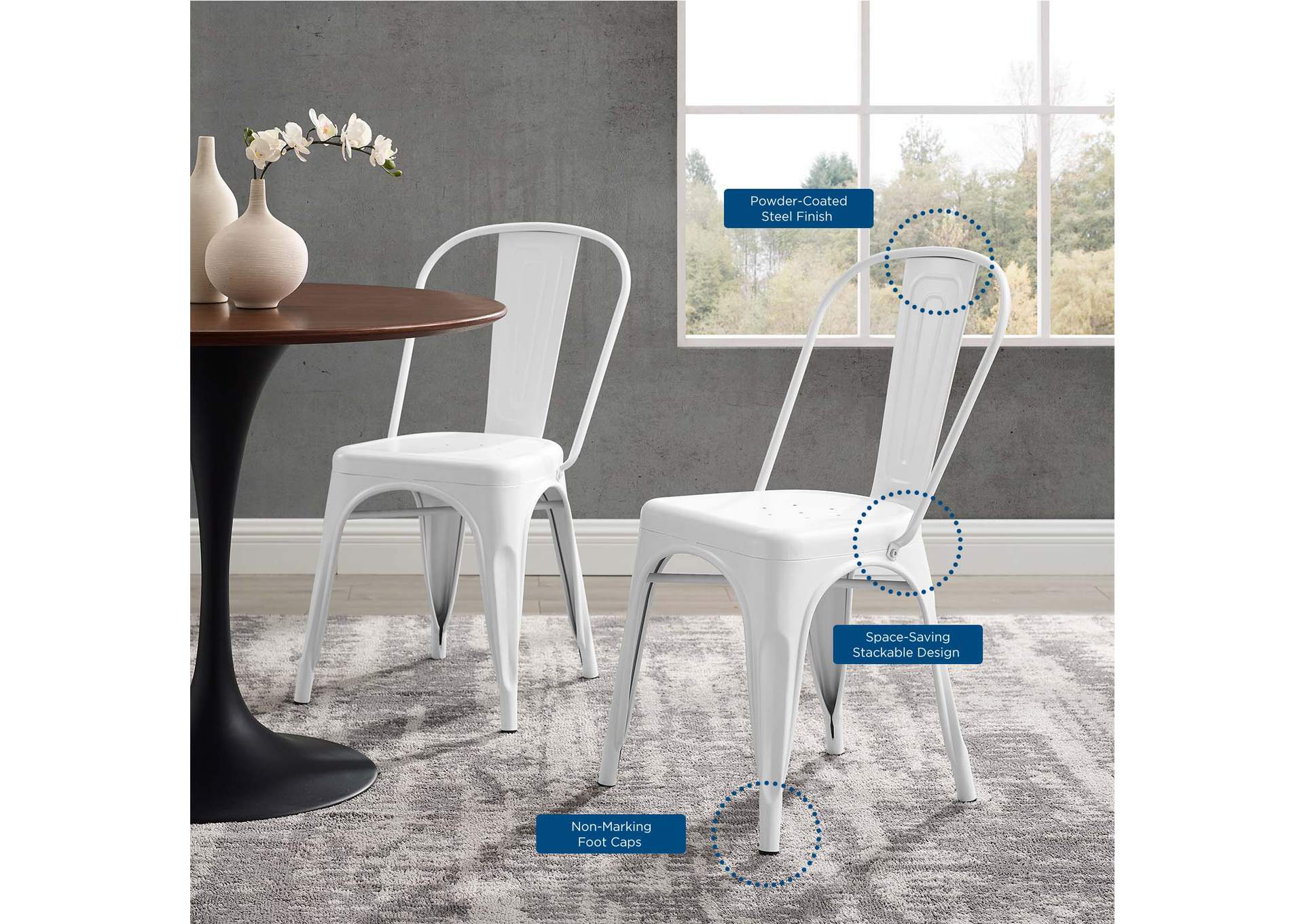 White Promenade Bistro Dining Side Chair [Set of 2],Modway