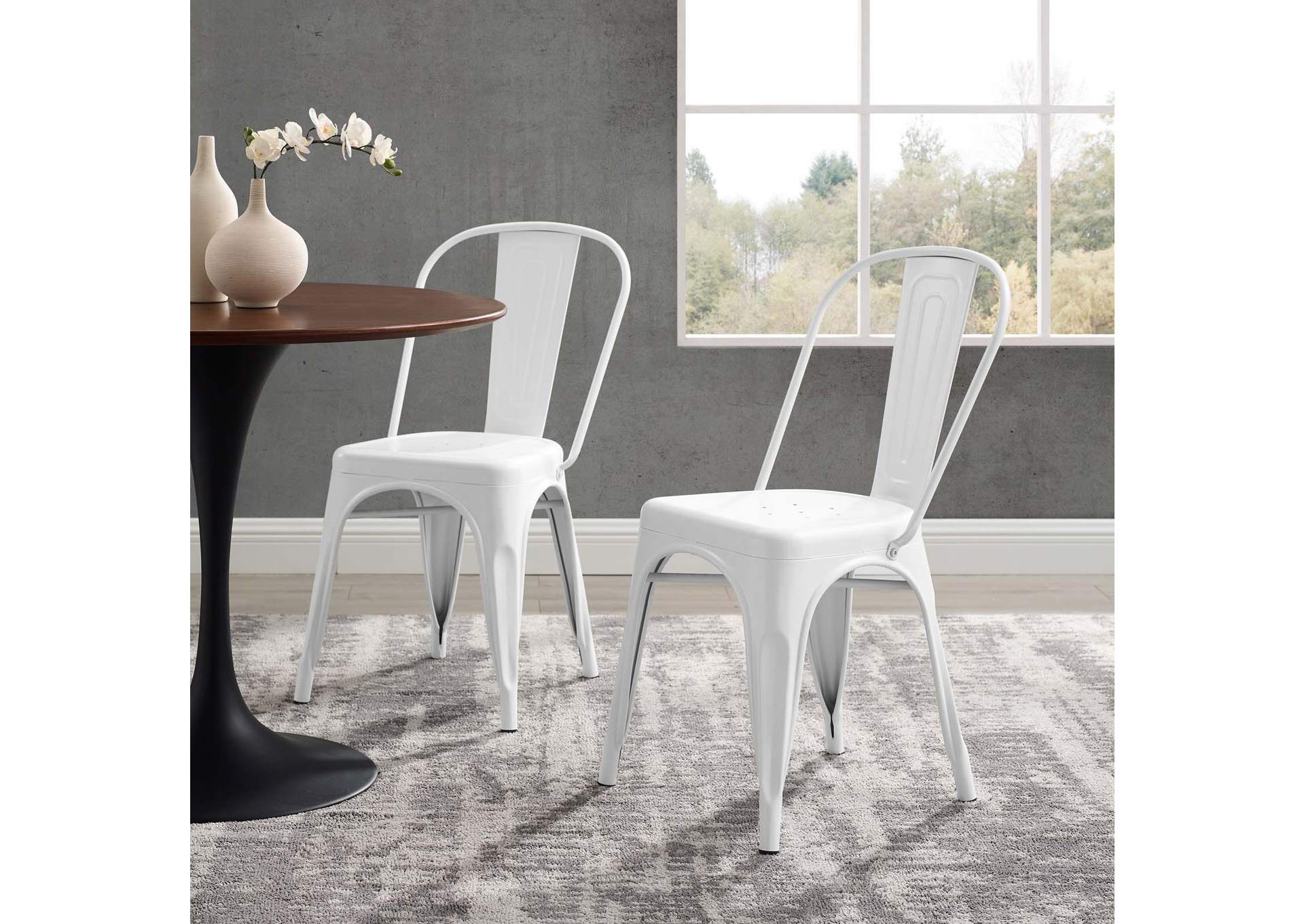 White Promenade Bistro Dining Side Chair [Set of 2],Modway