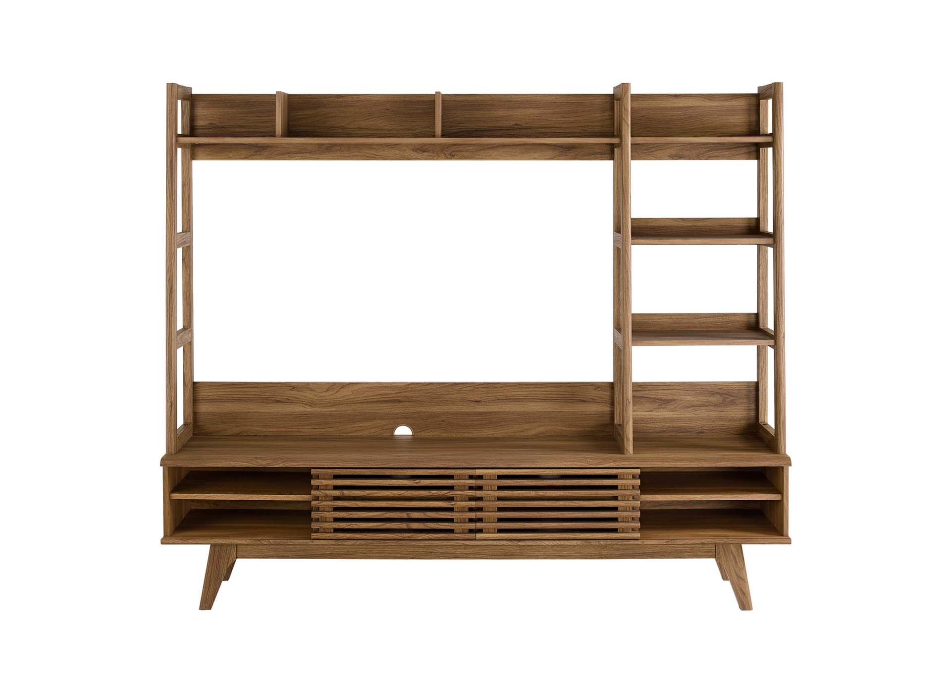 Walnut Render TV Stand Entertainment Center,Modway