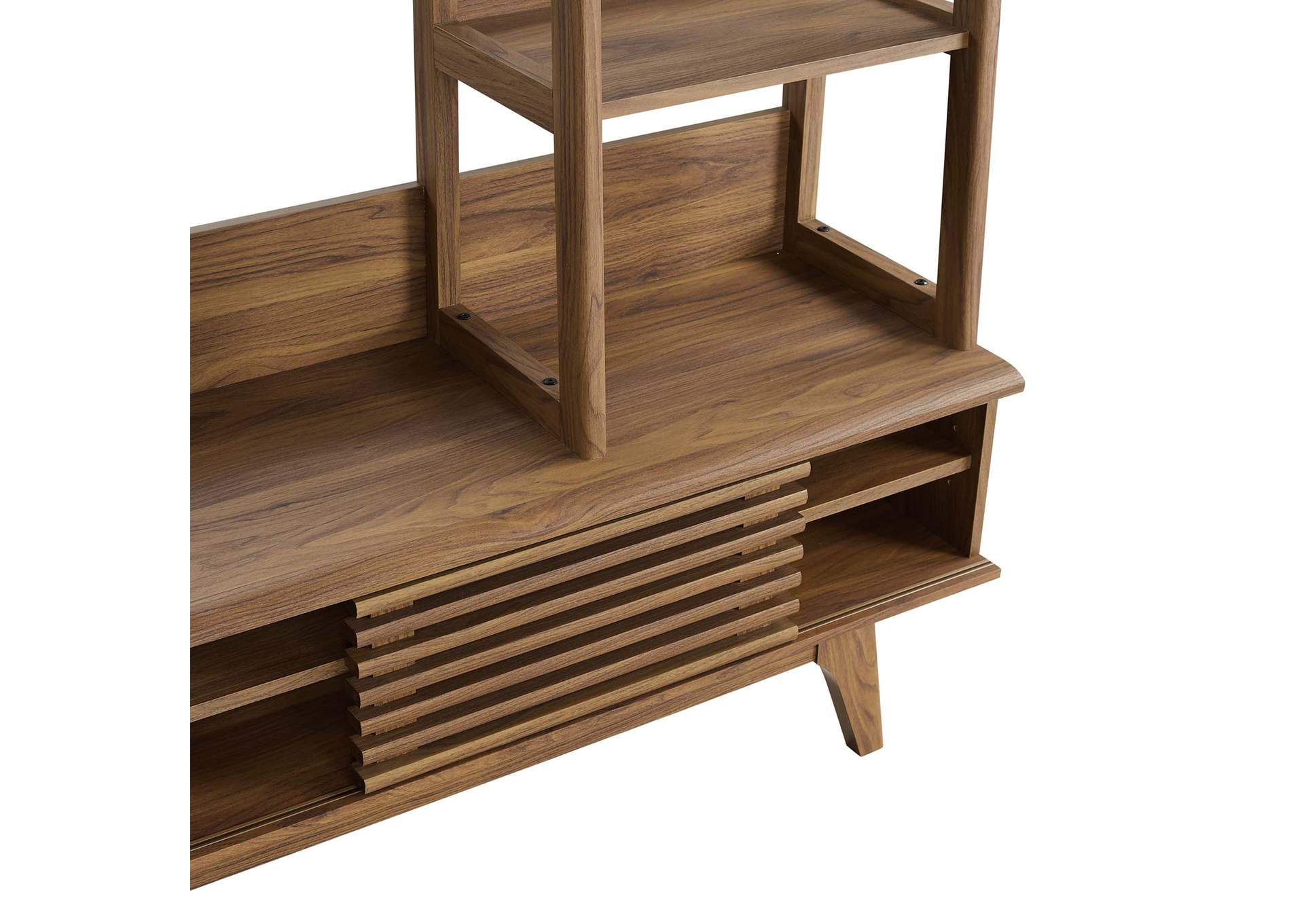 Walnut Render TV Stand Entertainment Center,Modway