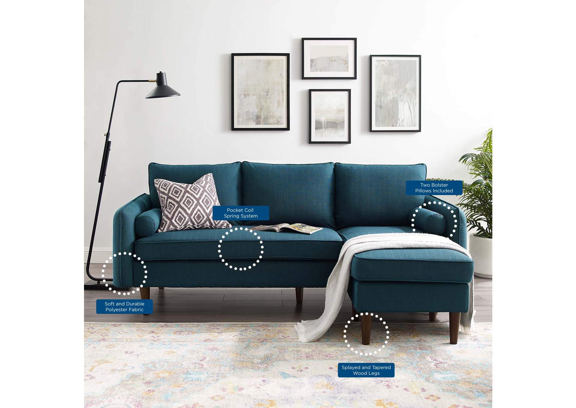 Azure Revive Upholstered Right or Left Sectional Sofa,Modway