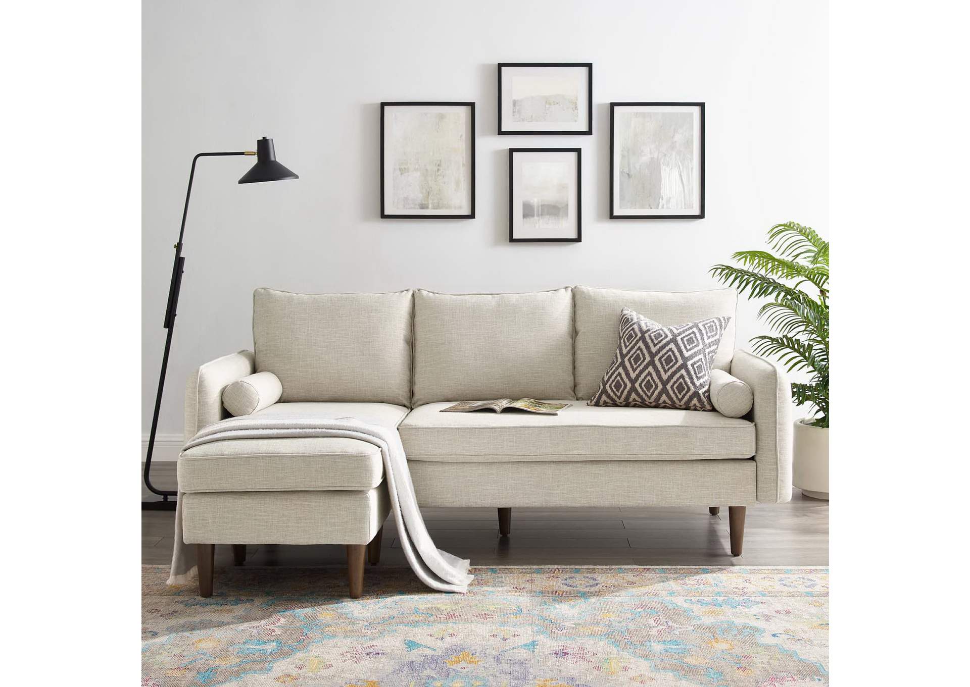 Beige Revive Upholstered Right or Left Sectional Sofa,Modway