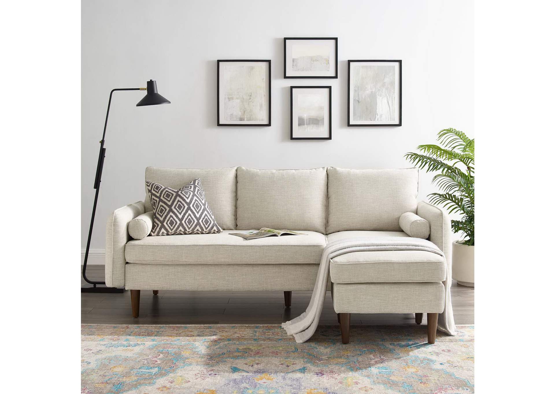 Beige Revive Upholstered Right or Left Sectional Sofa,Modway