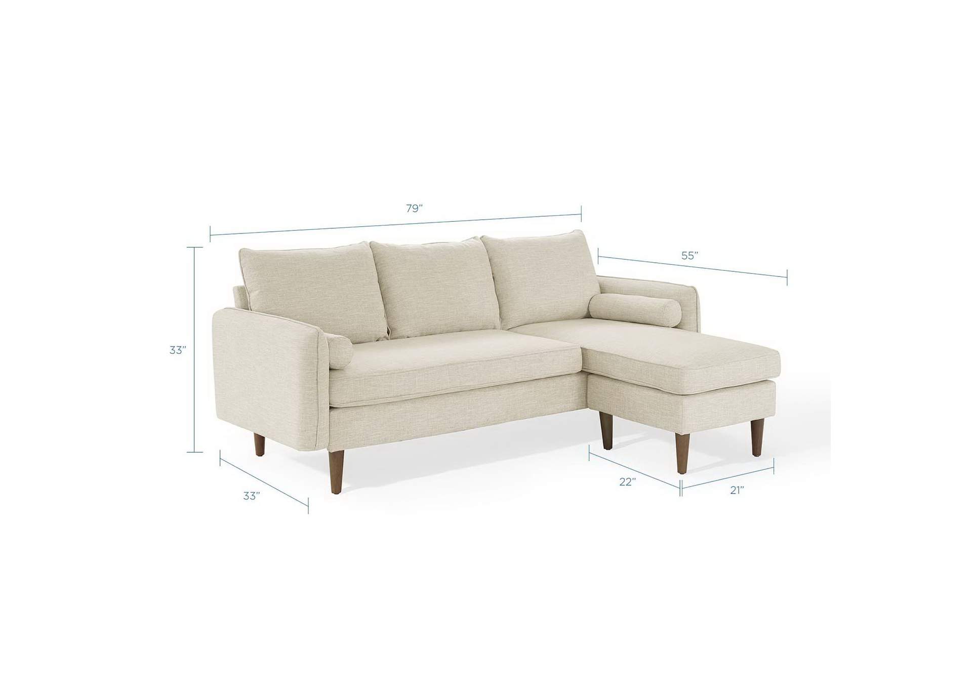 Beige Revive Upholstered Right or Left Sectional Sofa,Modway