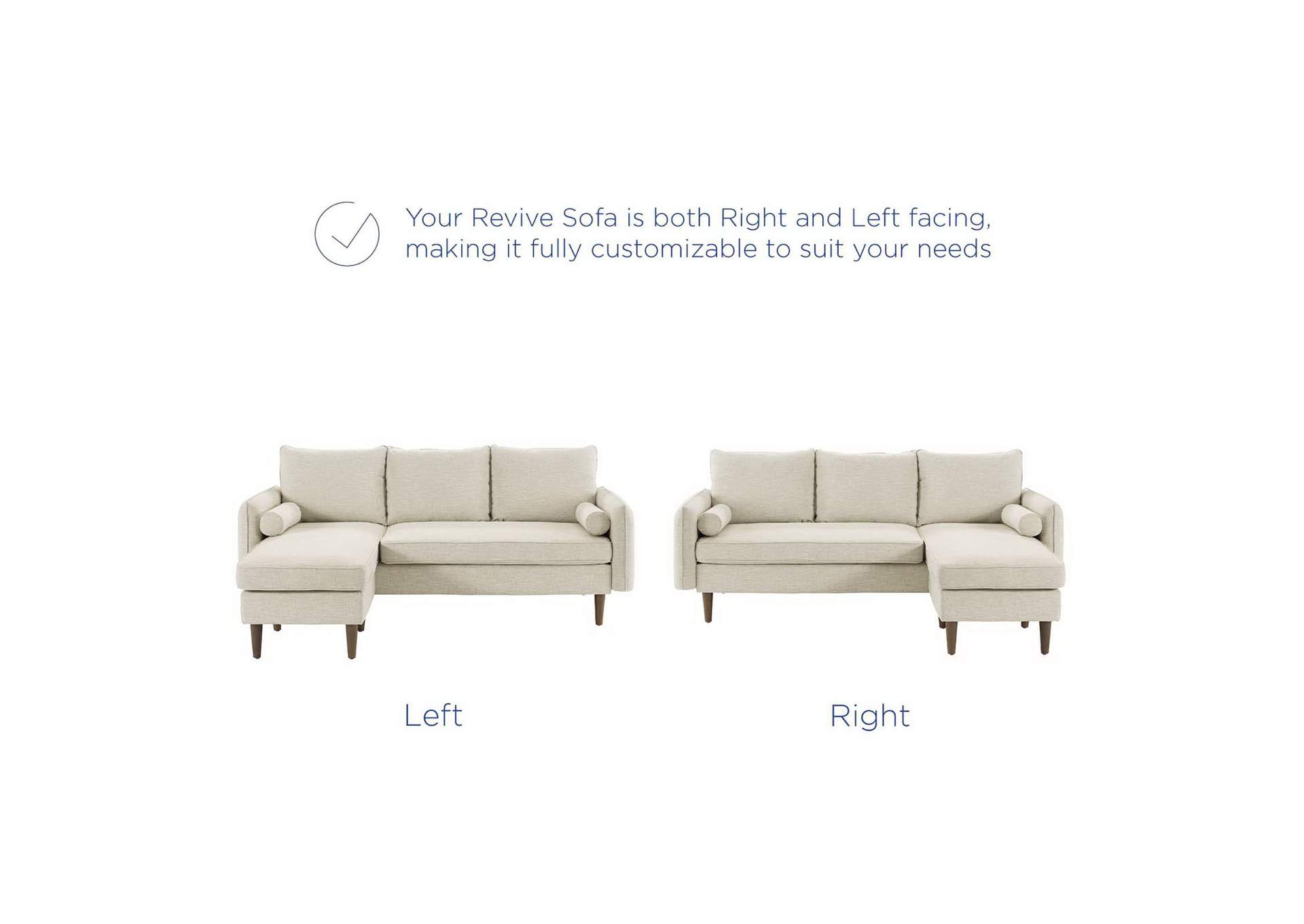 Beige Revive Upholstered Right or Left Sectional Sofa,Modway