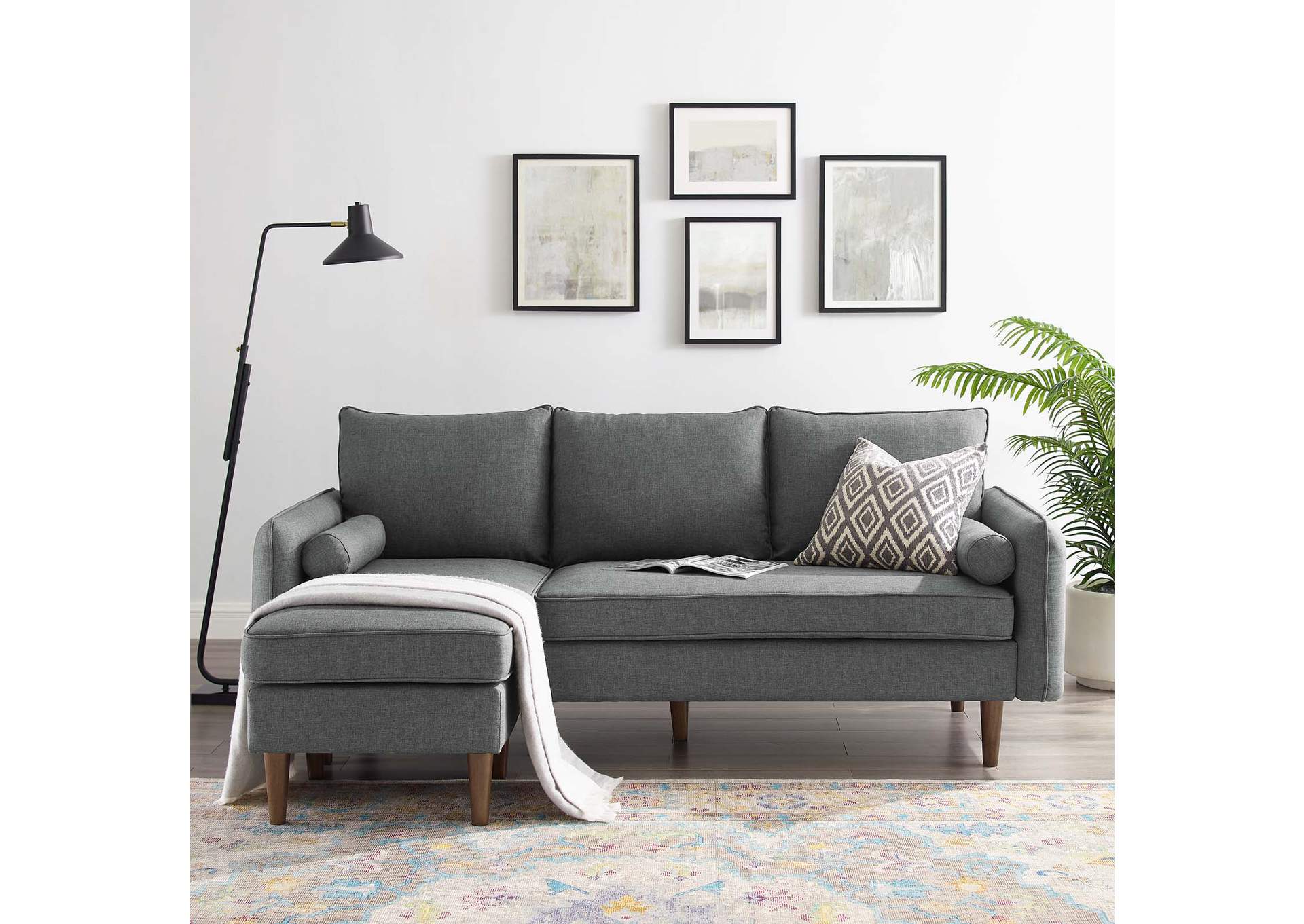 Gray Revive Upholstered Right or Left Sectional Sofa,Modway