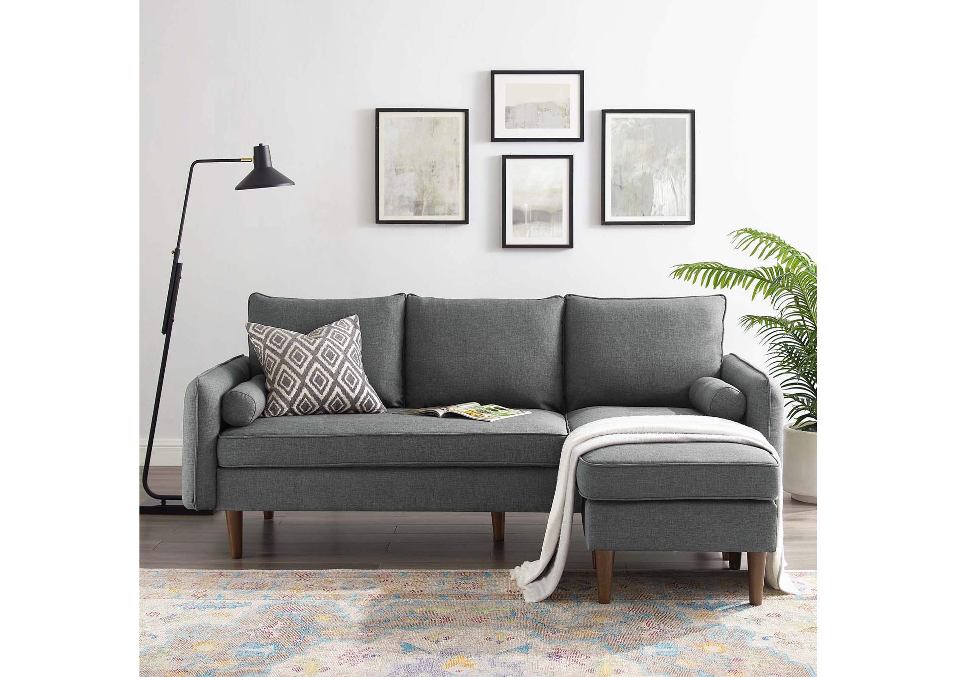 Gray Revive Upholstered Right or Left Sectional Sofa,Modway