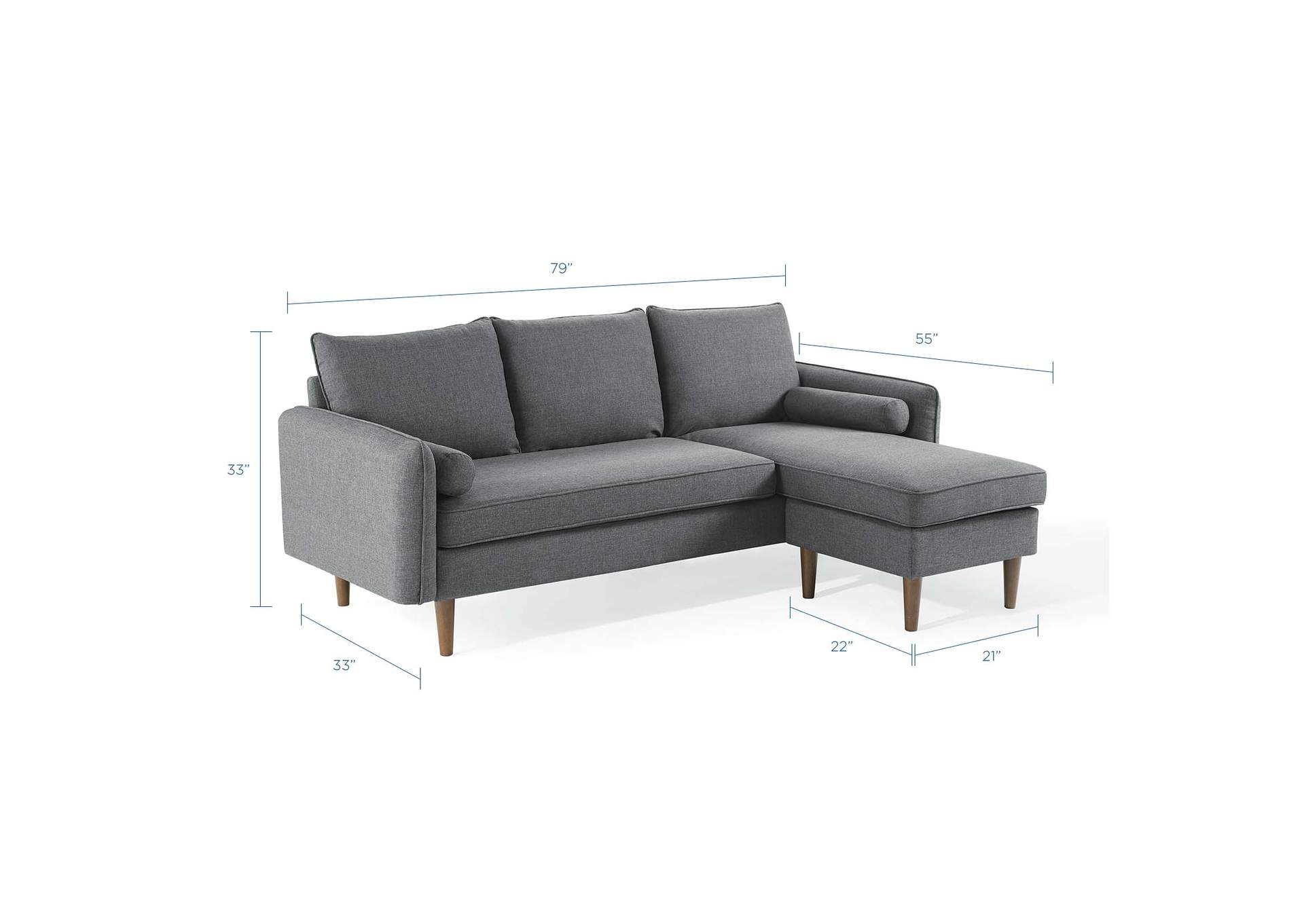 Gray Revive Upholstered Right or Left Sectional Sofa,Modway