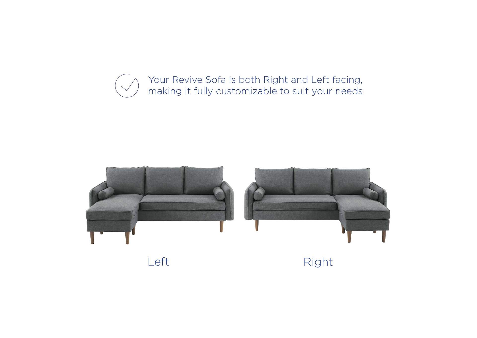 Gray Revive Upholstered Right or Left Sectional Sofa,Modway