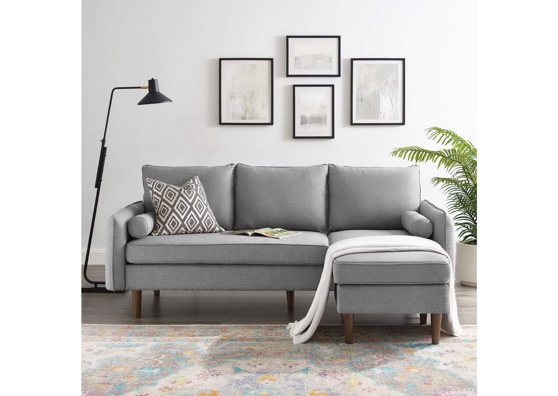 Light Gray Revive Upholstered Right or Left Sectional Sofa,Modway