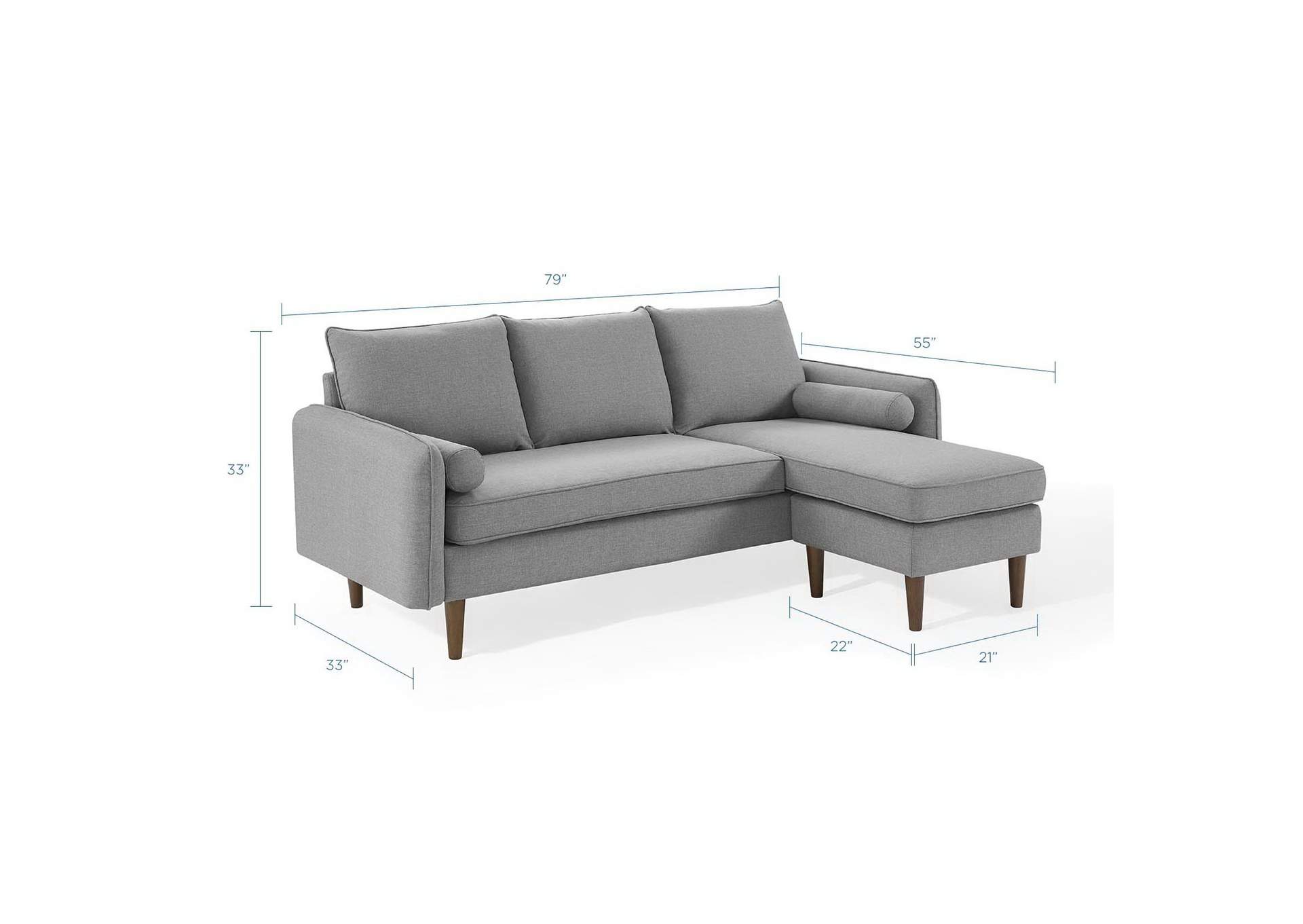 Light Gray Revive Upholstered Right or Left Sectional Sofa,Modway
