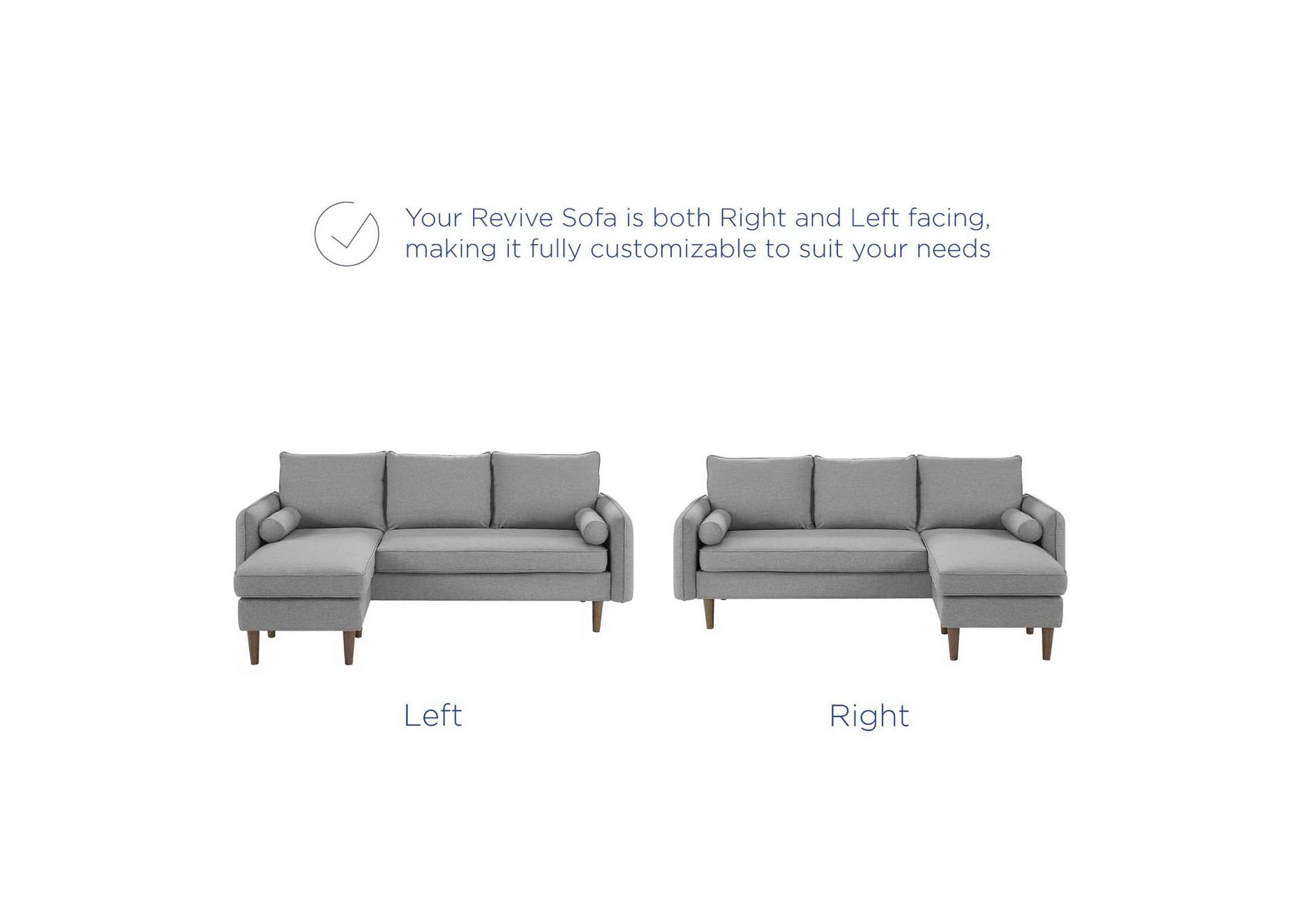 Light Gray Revive Upholstered Right or Left Sectional Sofa,Modway