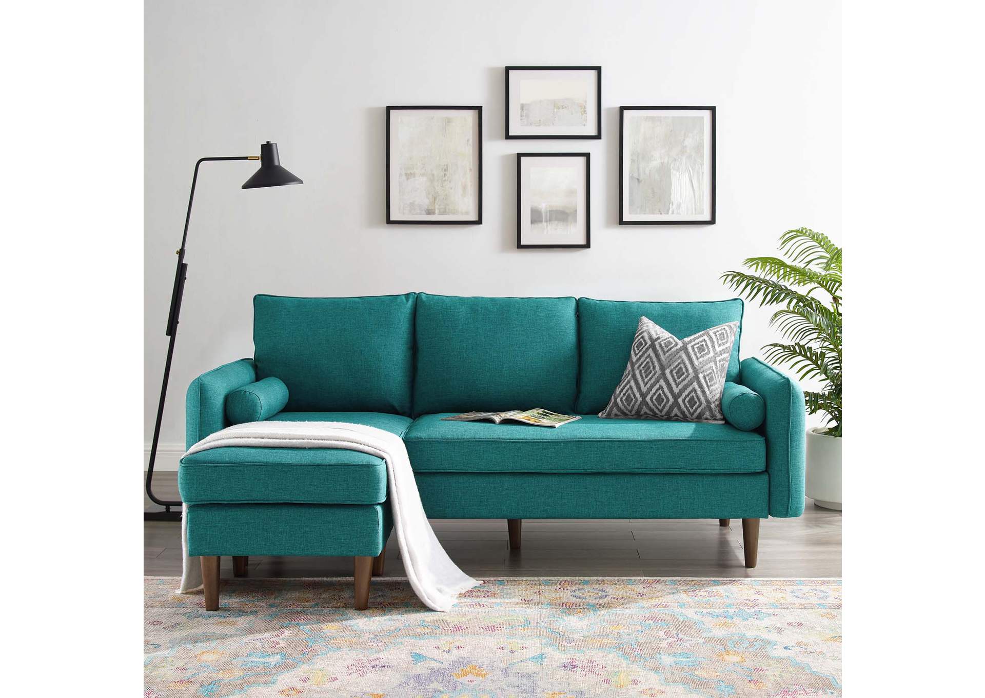 Teal Revive Upholstered Right or Left Sectional Sofa,Modway