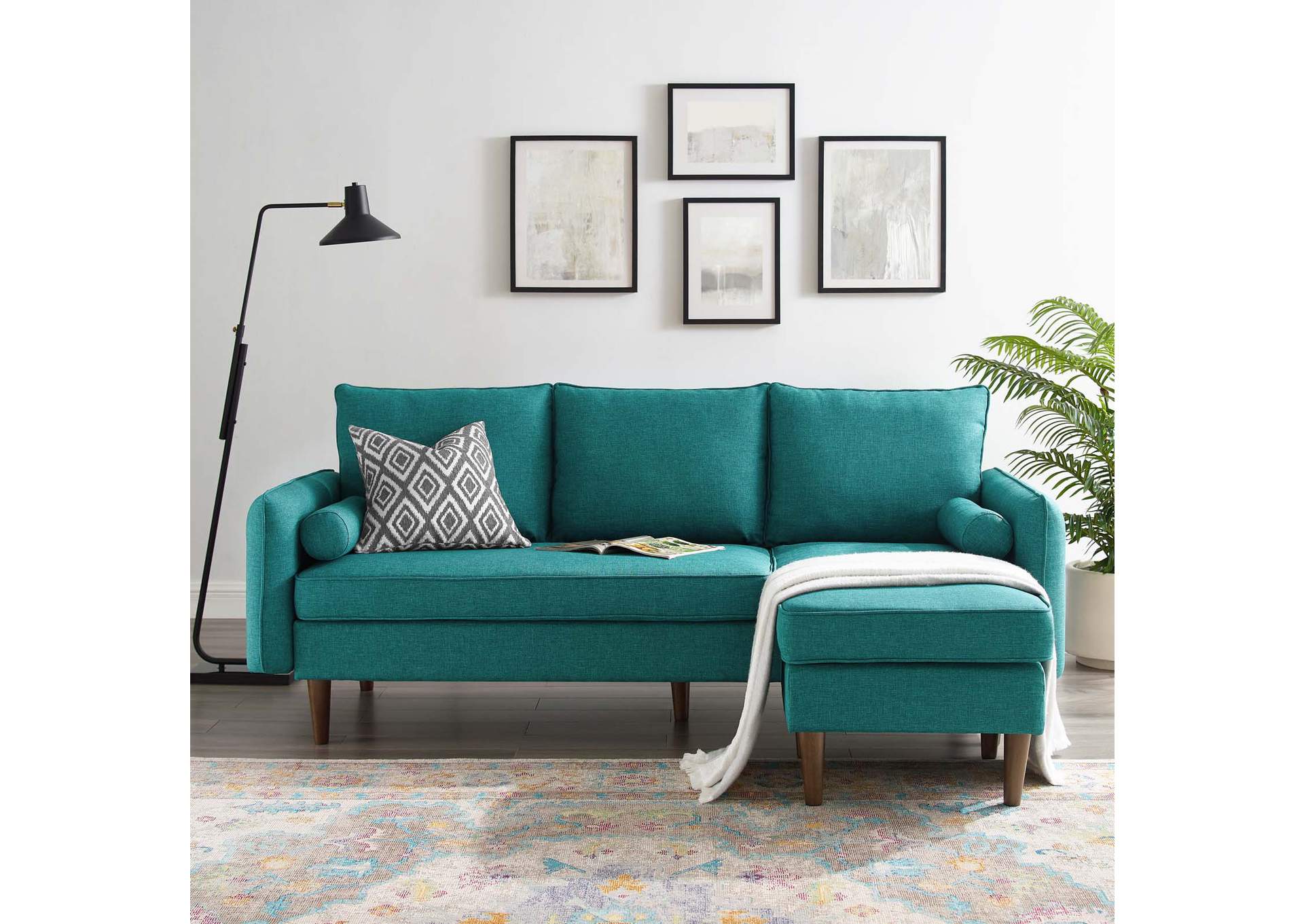Teal Revive Upholstered Right or Left Sectional Sofa,Modway