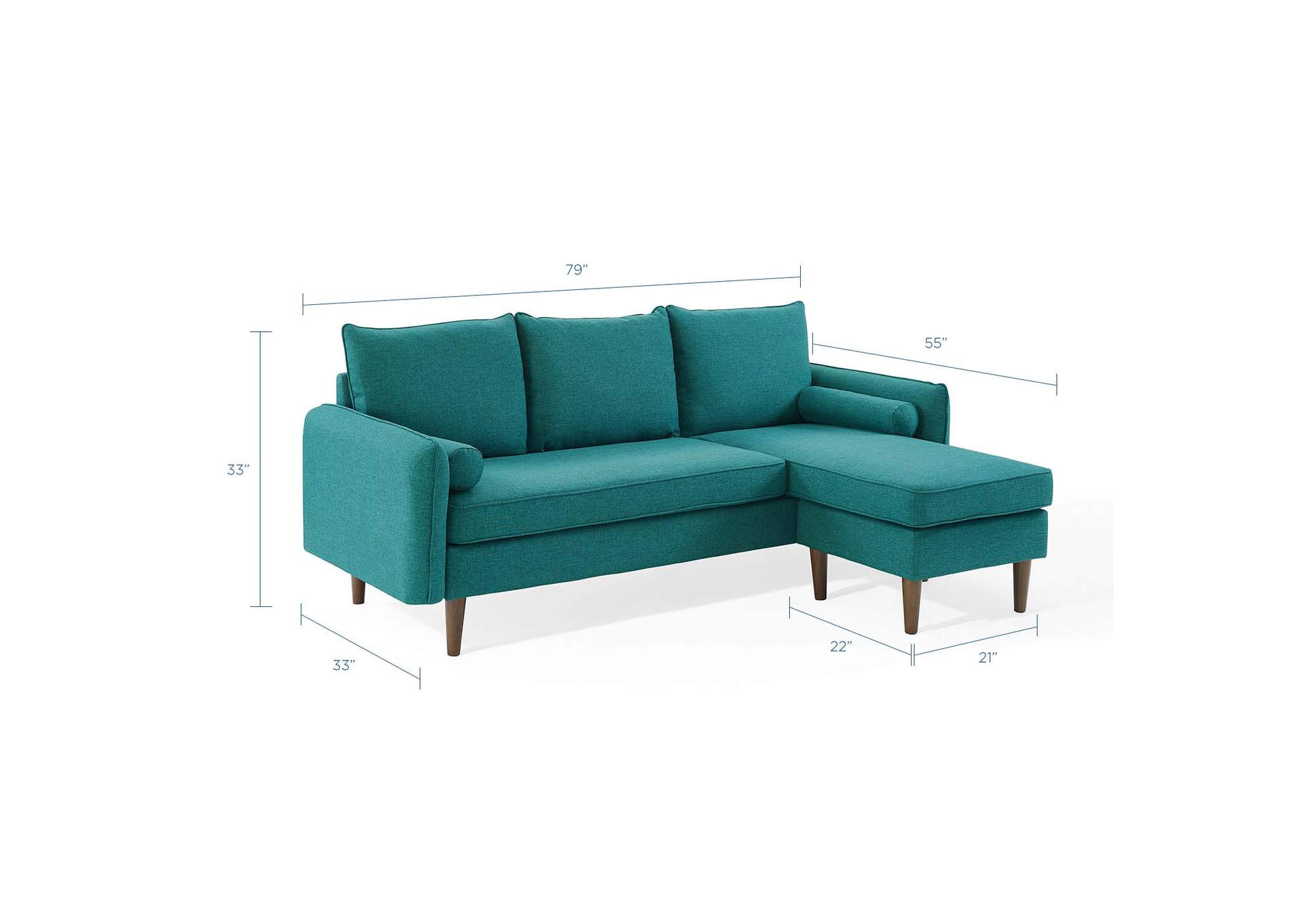 Teal Revive Upholstered Right or Left Sectional Sofa,Modway