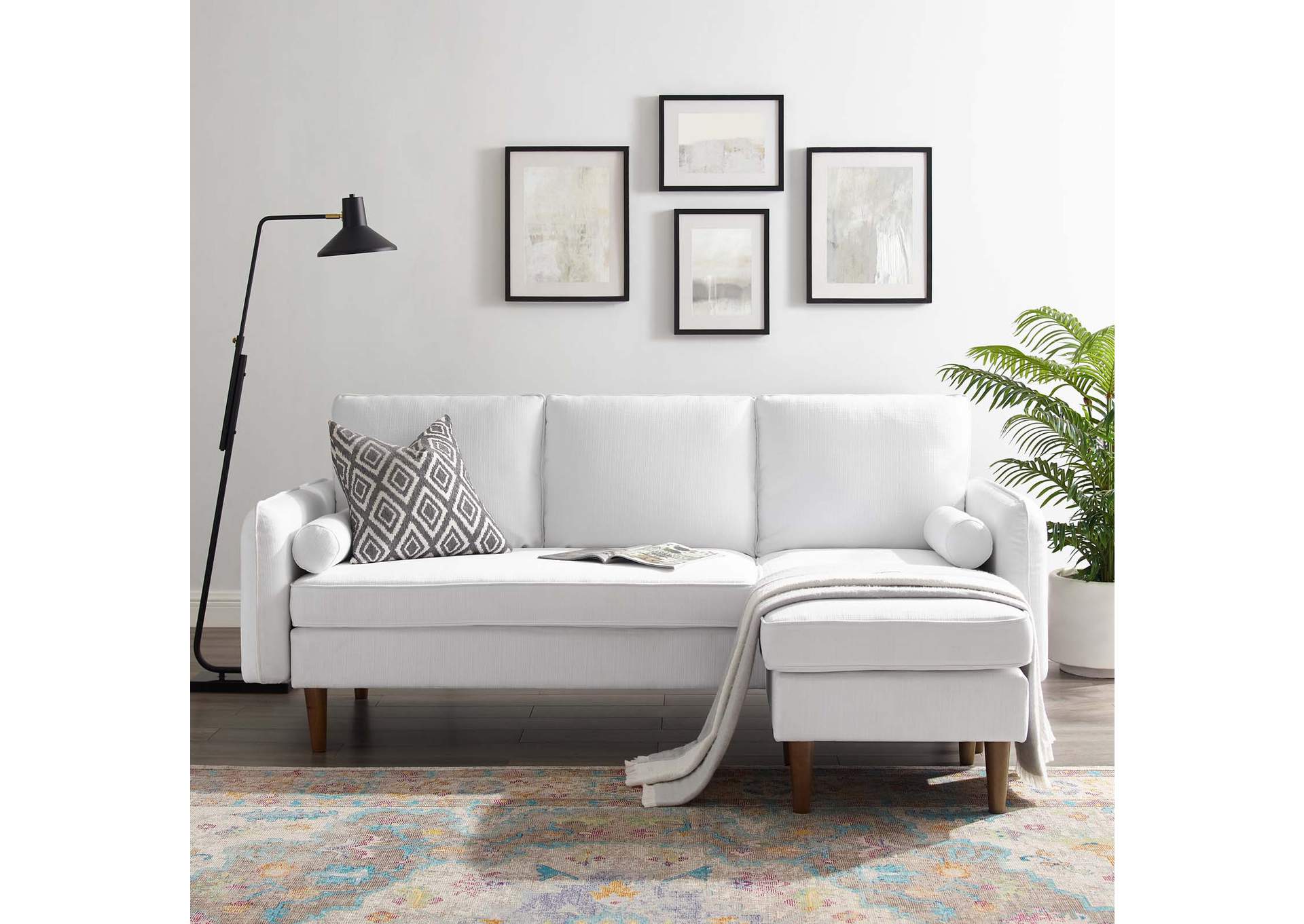 White Revive Upholstered Right or Left Sectional Sofa,Modway
