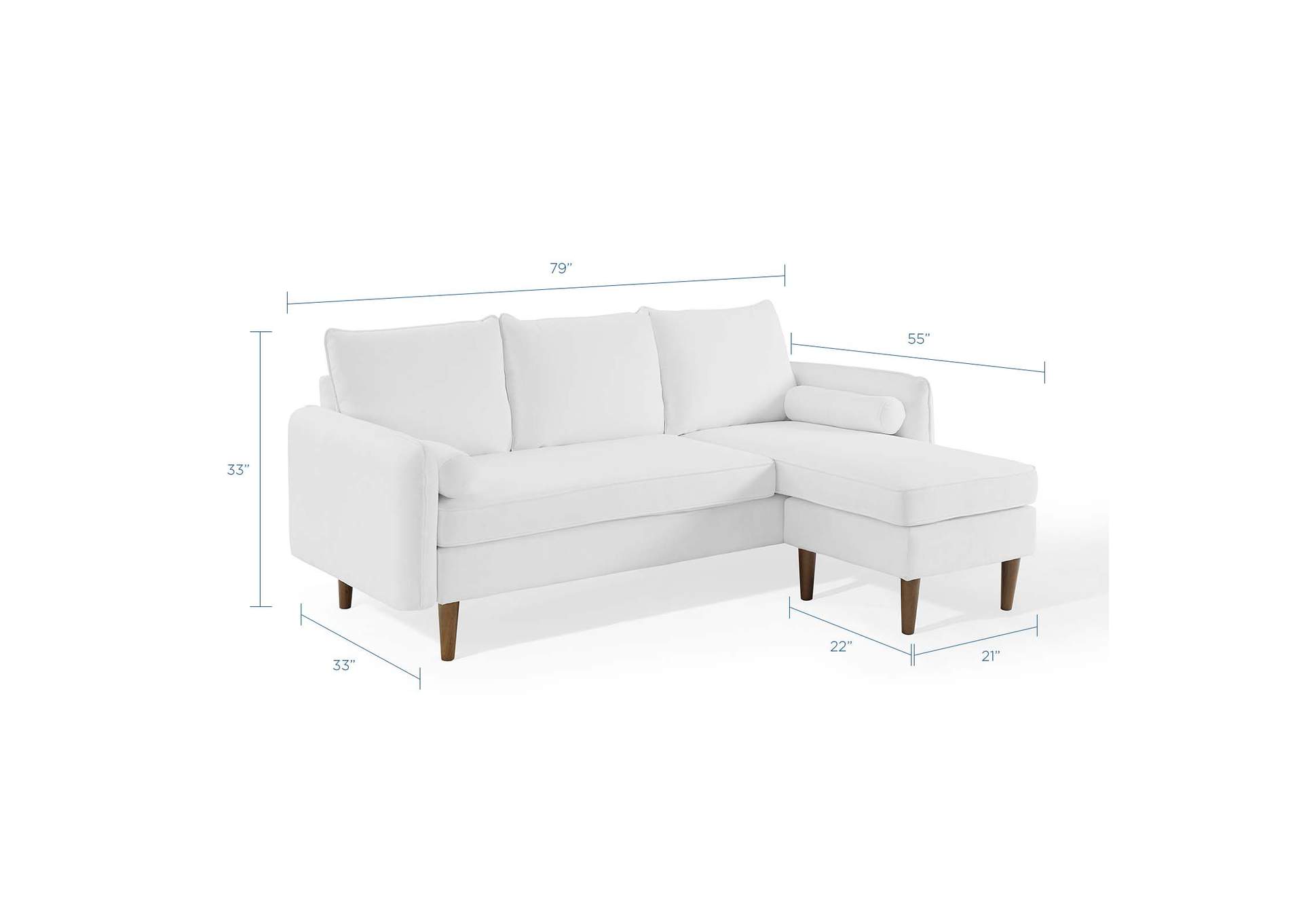 White Revive Upholstered Right or Left Sectional Sofa,Modway